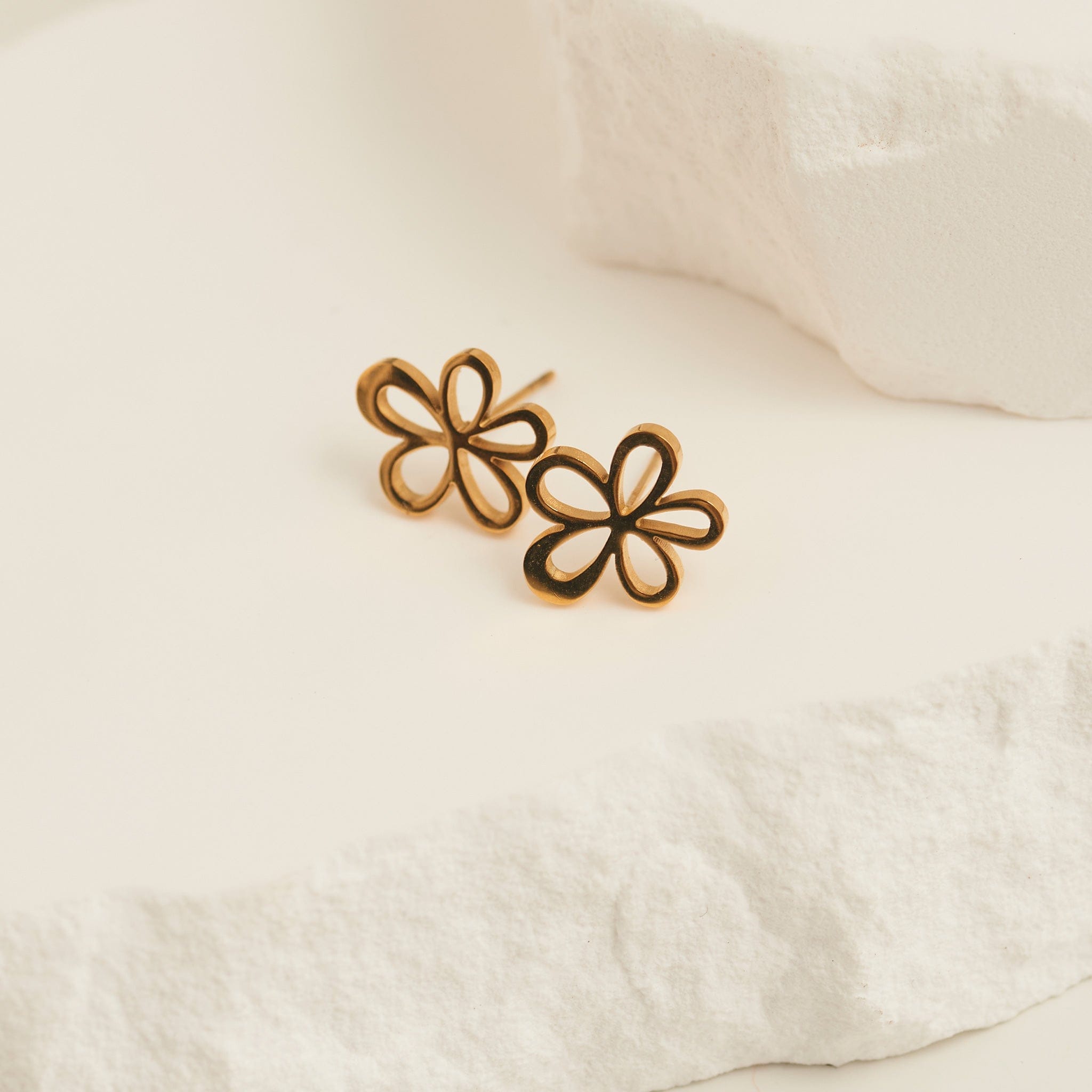 Narelle Waterproof Flower Stud Earrings Gold