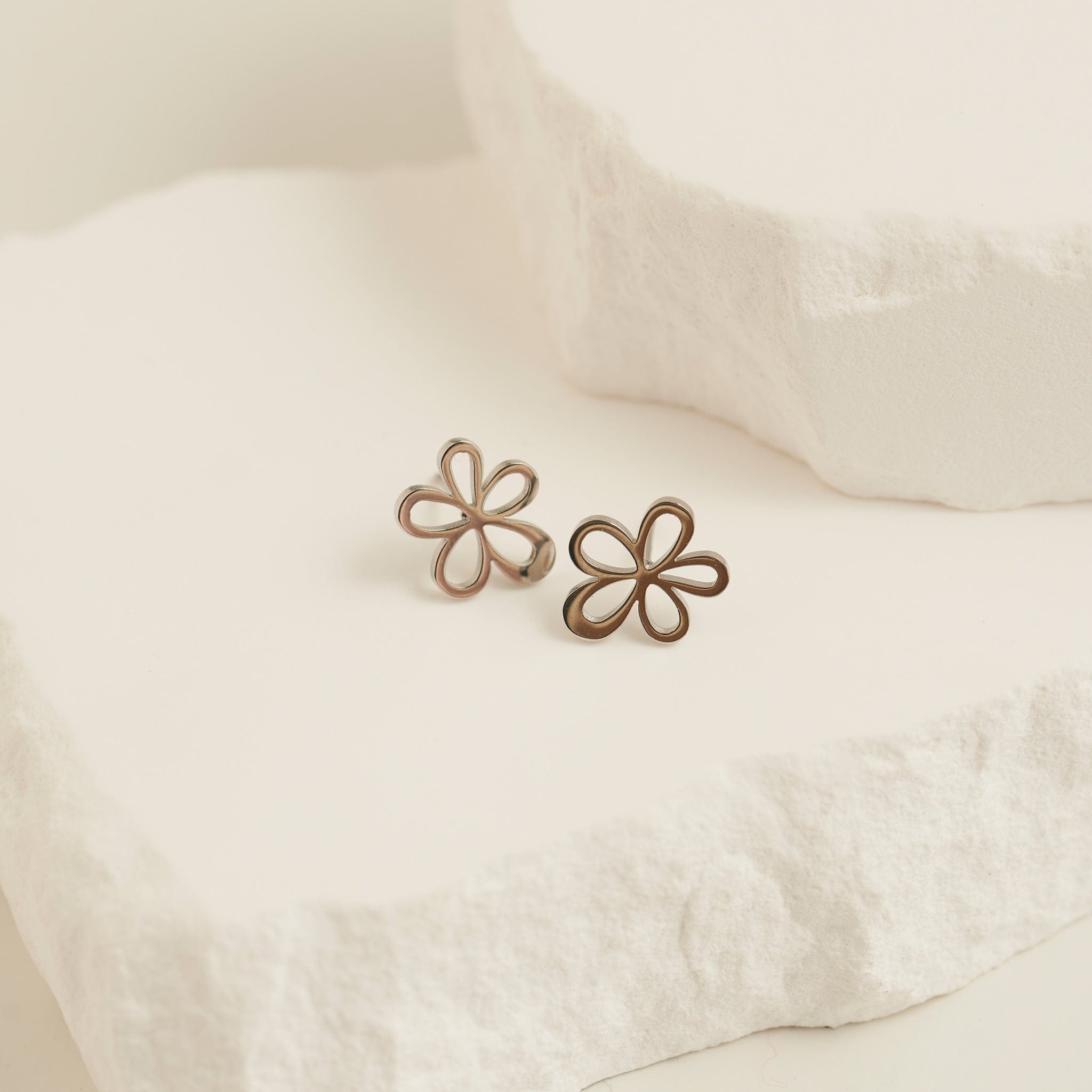 Narelle Waterproof Flower Stud Earrings Silver