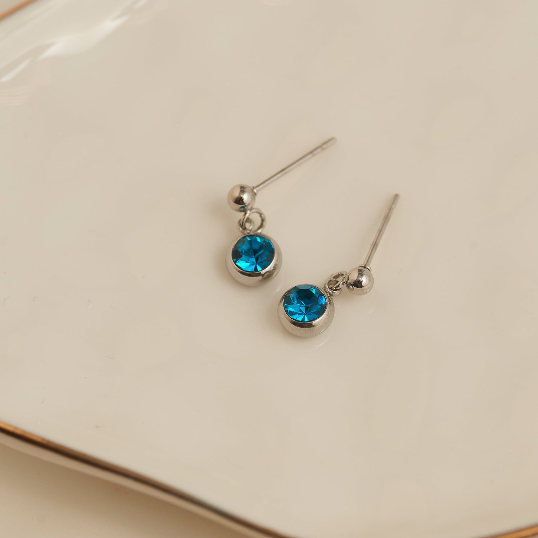 MJJ #8 (Melissa) Earrings Narelle Waterproof Gem Dangle Stud Earrings Blue