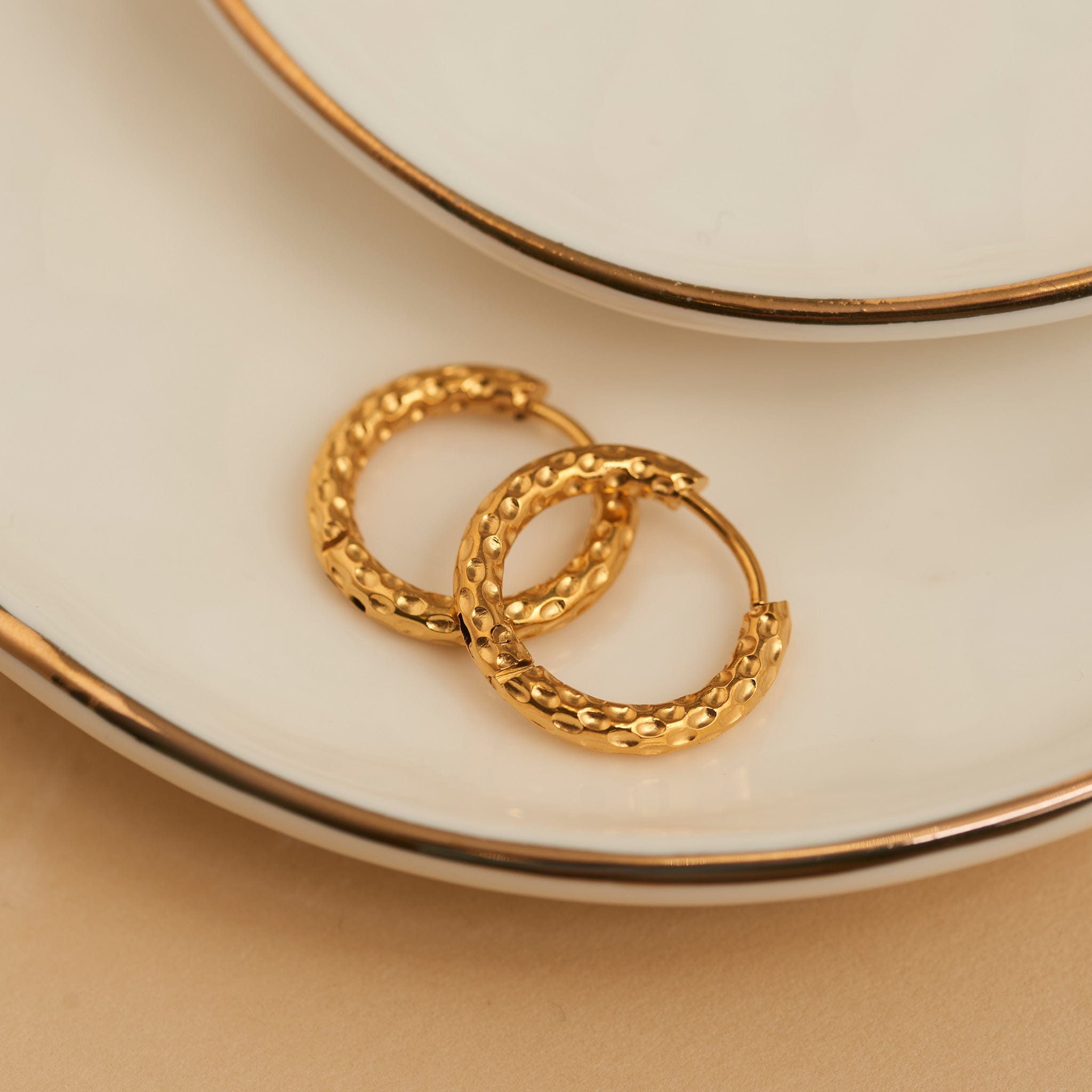 Narelle Waterproof Hammered Huggie Hoop Earrings Gold