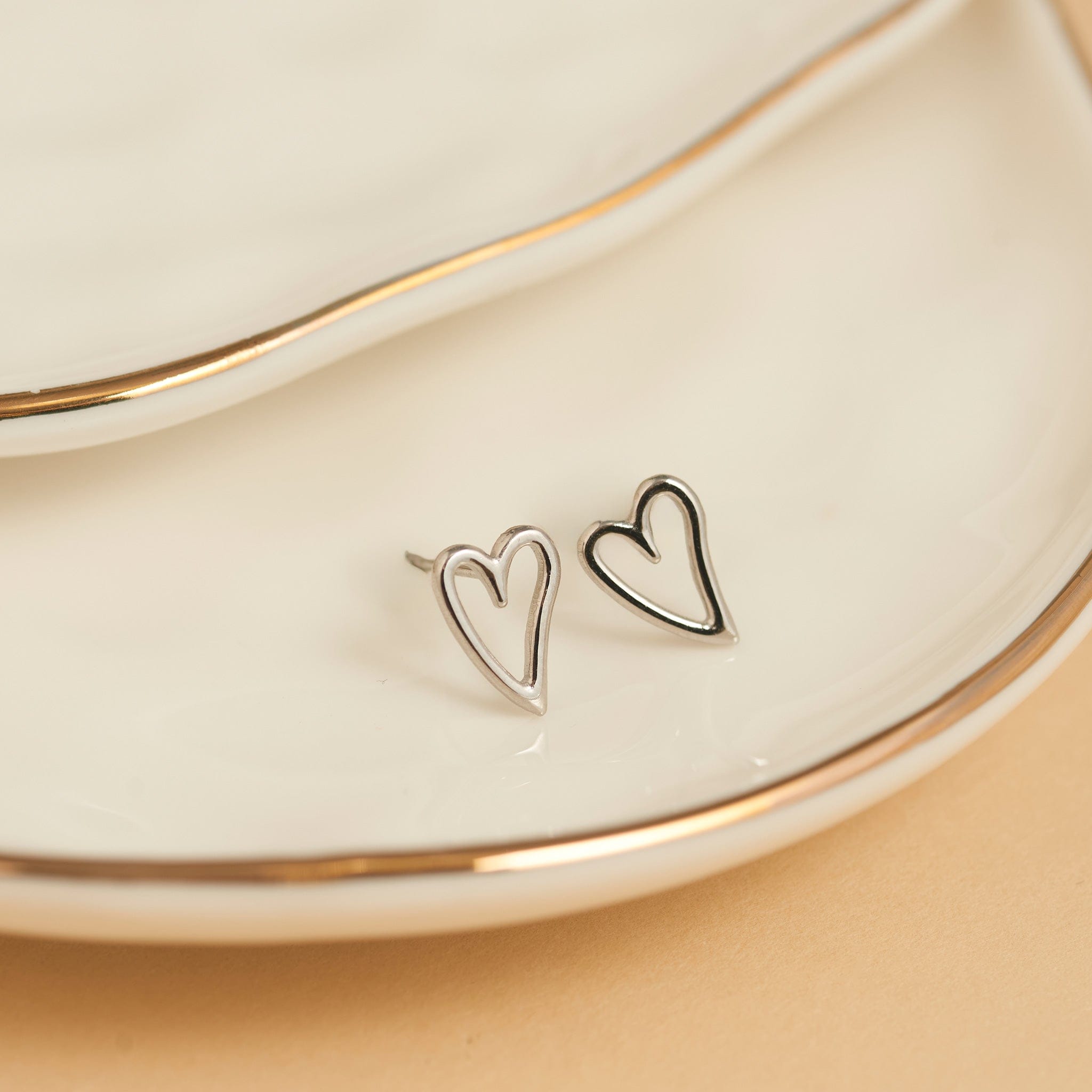 MJJ #8 (Melissa) Earrings Narelle Waterproof Heart Outline Stud Earrings Silver