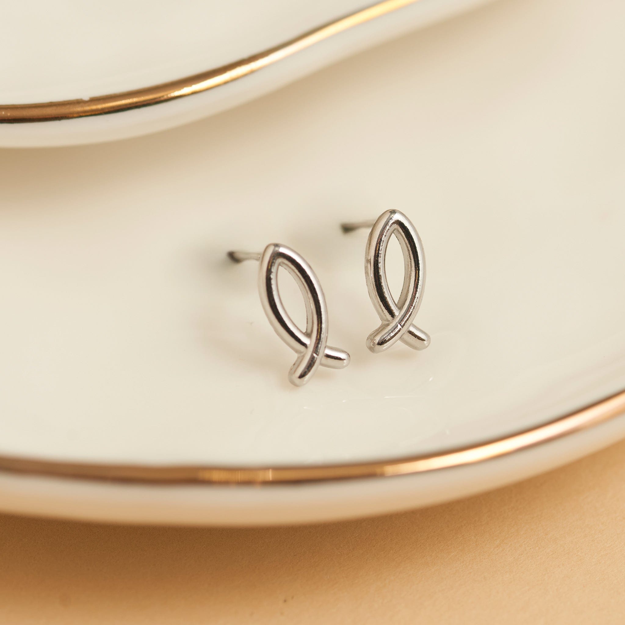 MJJ #8 (Melissa) Earrings Narelle Waterproof Ichthys Stud Earrings Silver