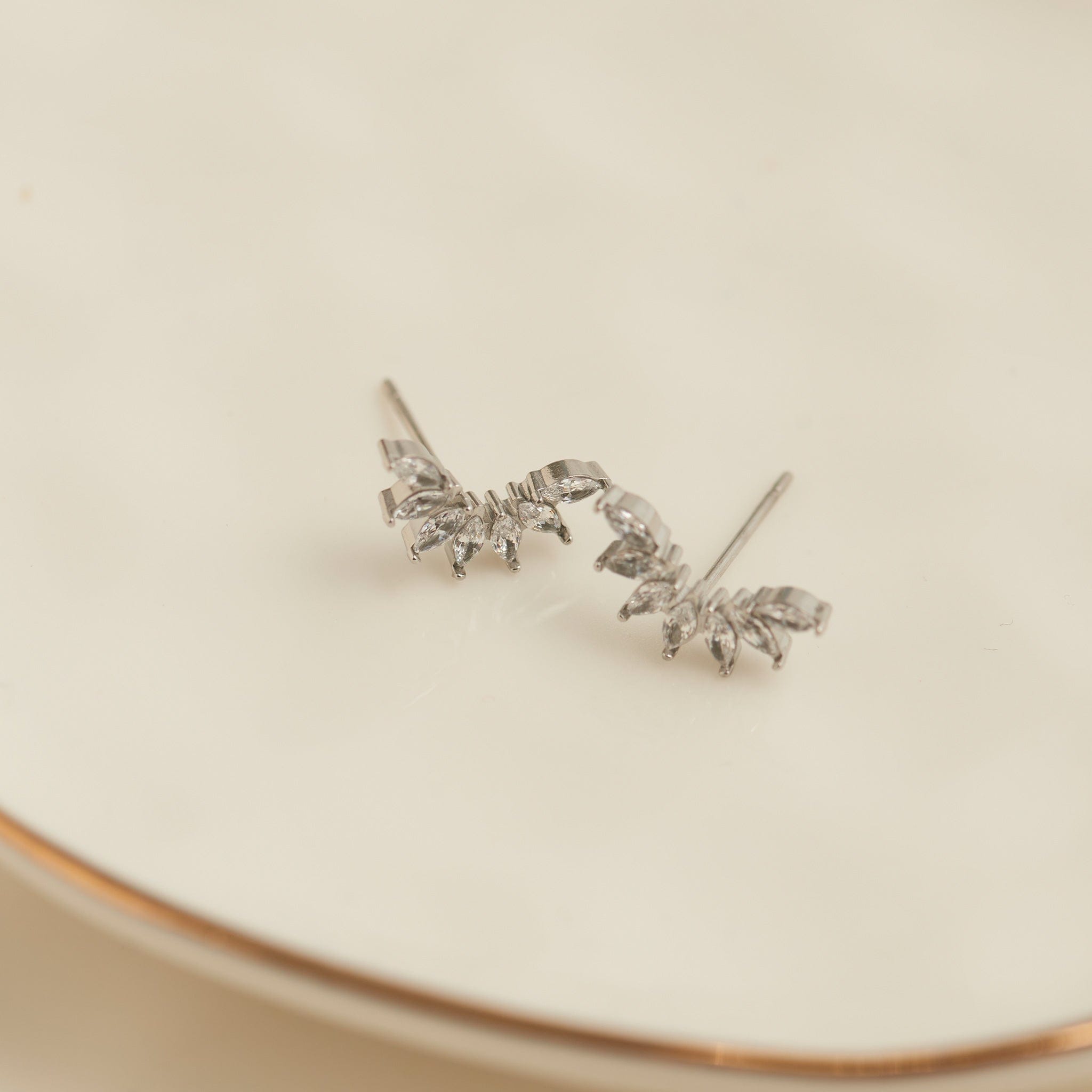 Narelle Waterproof Mini Crawler Earrings Silver