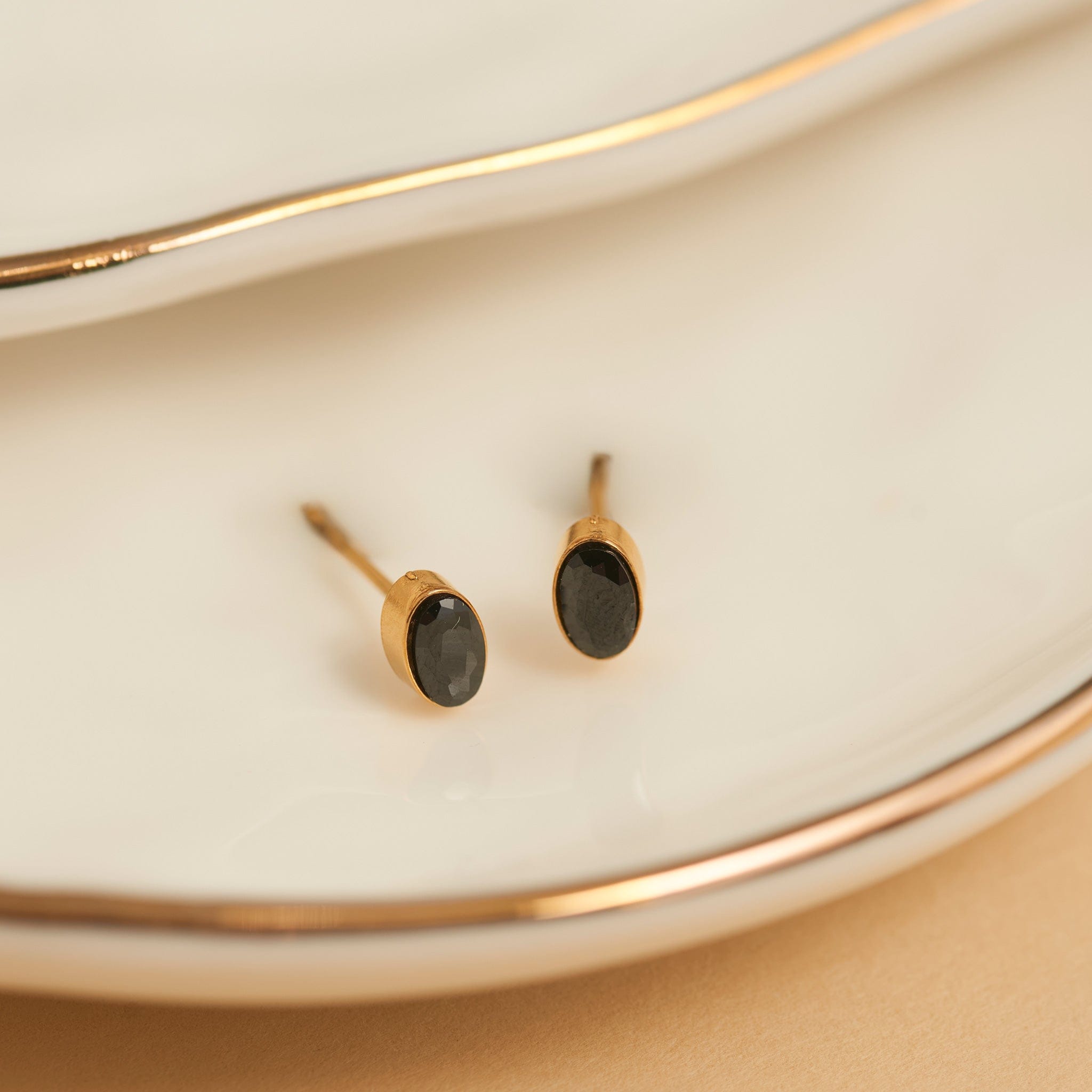 MJJ #8 (Melissa) Earrings Narelle Waterproof Oval Gem Stud Earrings Jet Black