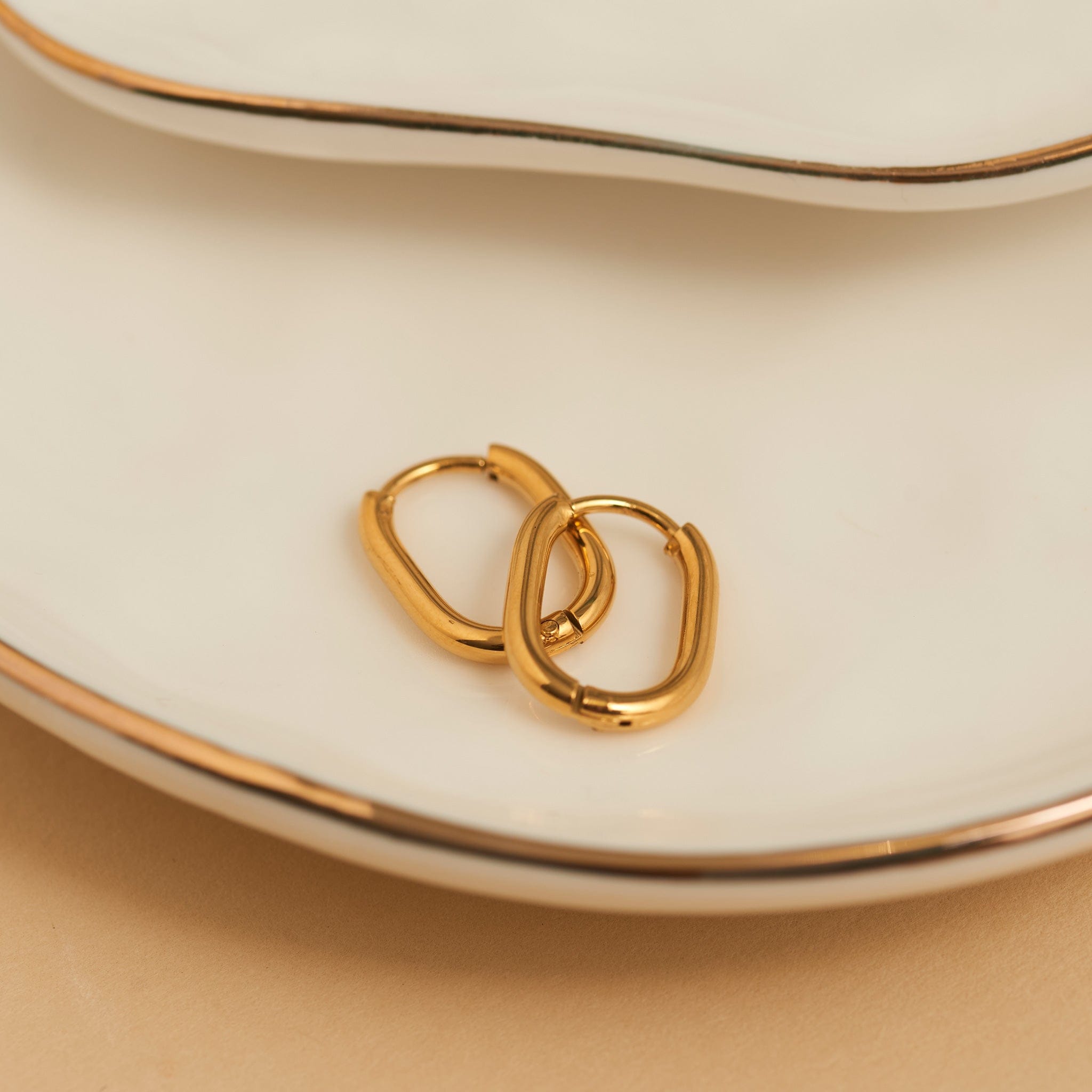 Narelle Waterproof Oval Huggie Hoop Earrings Gold