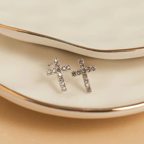MJJ #8 (Melissa) Earrings Narelle Waterproof Pave Cross Stud Earrings Silver