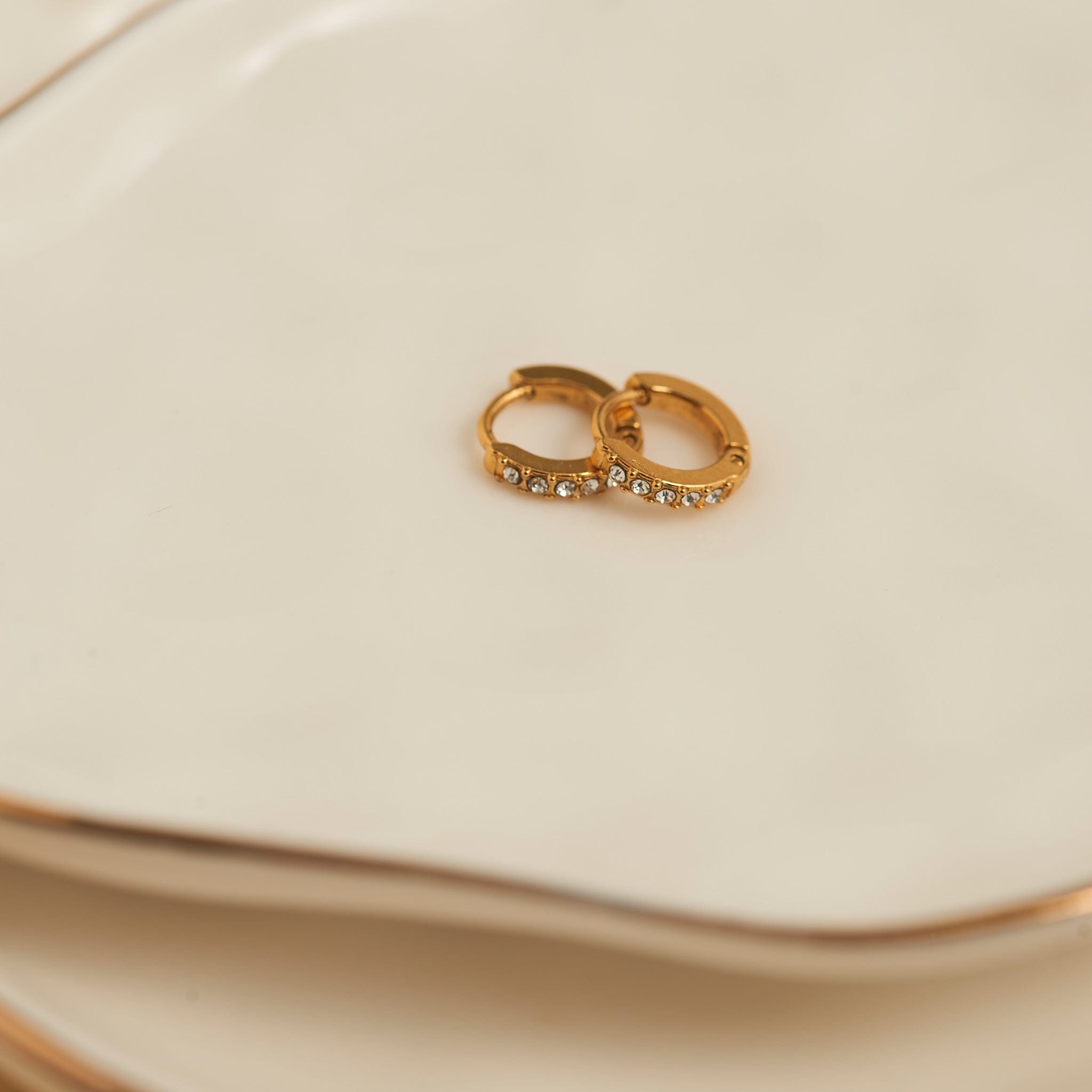 Narelle Waterproof Pave Huggie Hoop Earrings Gold