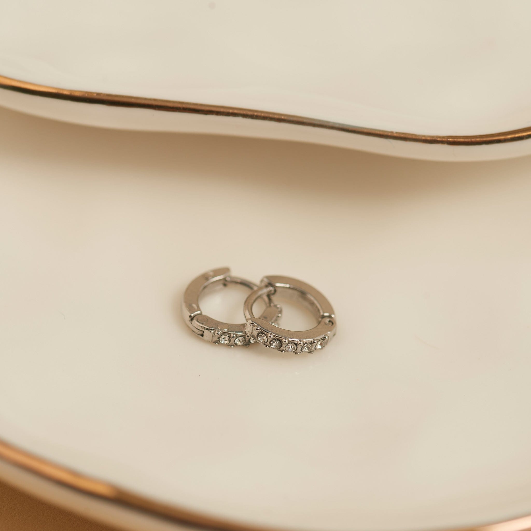 Narelle Waterproof Pave Huggie Hoop Earrings Silver