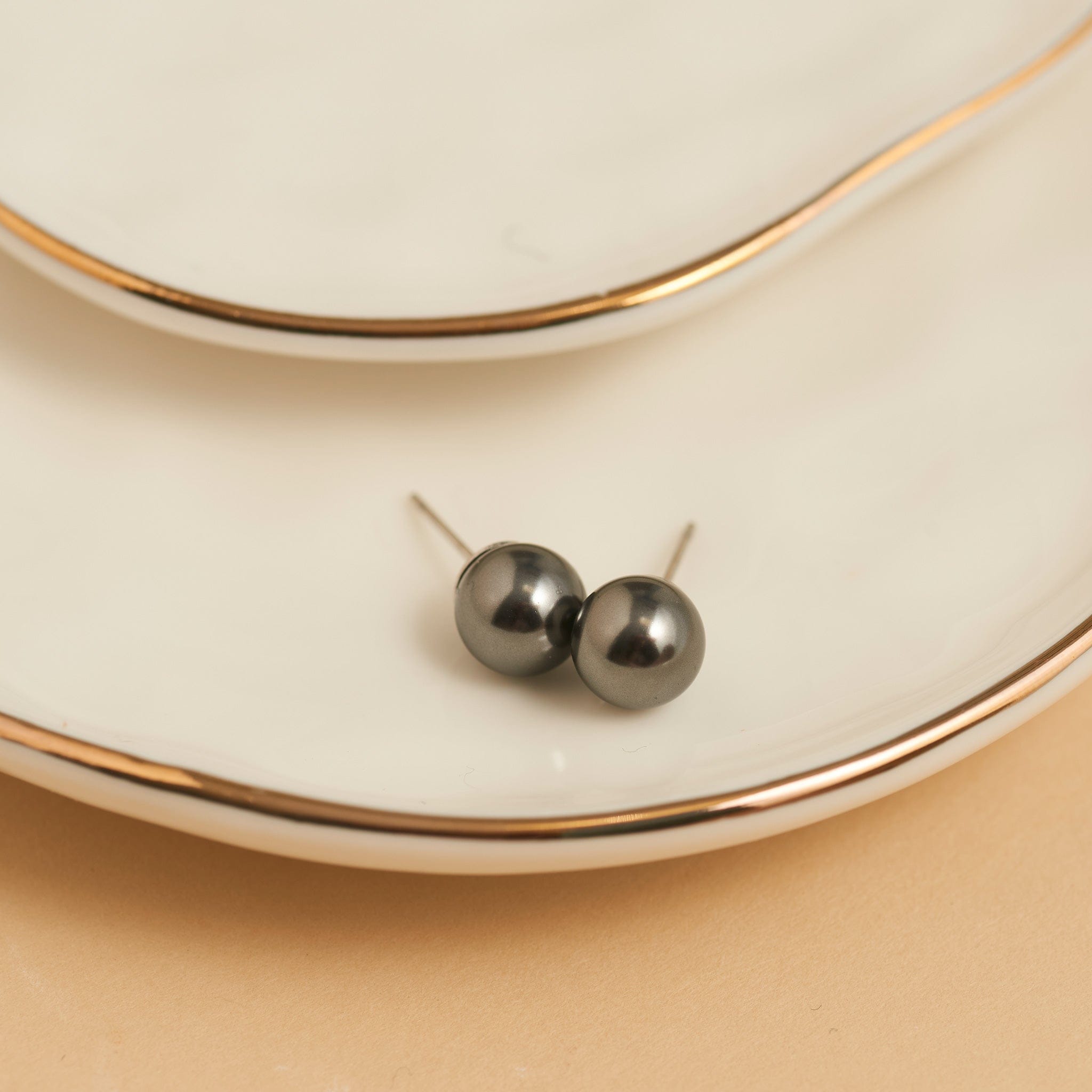 MJJ #8 (Melissa) Earrings Narelle Waterproof Pearl Stud Earrings Jet Black