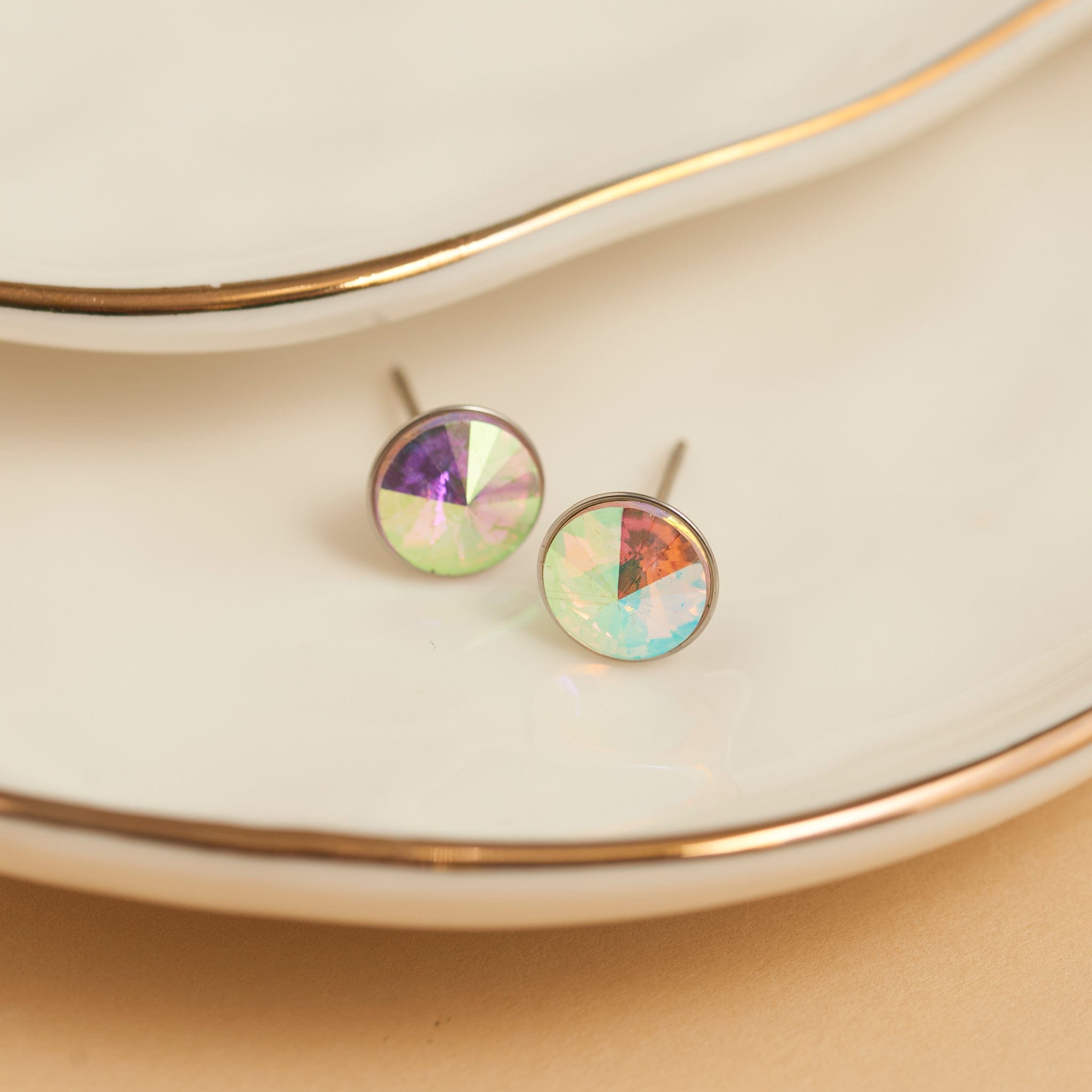 MJJ #8 (Melissa) Earrings Narelle Waterproof Rivoli Crystal Stud Earrings Aurora Borealis