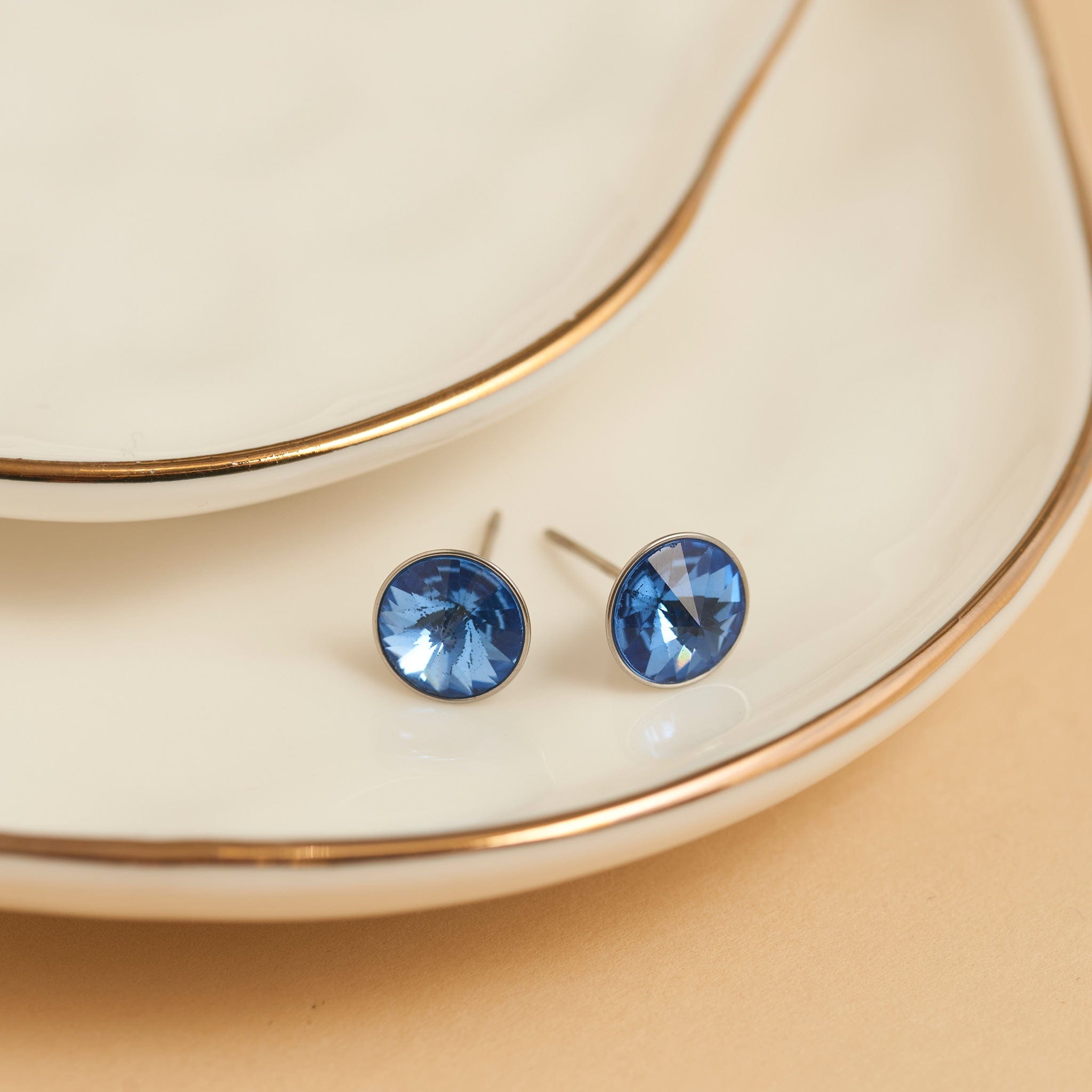 MJJ #8 (Melissa) Earrings Narelle Waterproof Rivoli Crystal Stud Earrings Blue Topaz