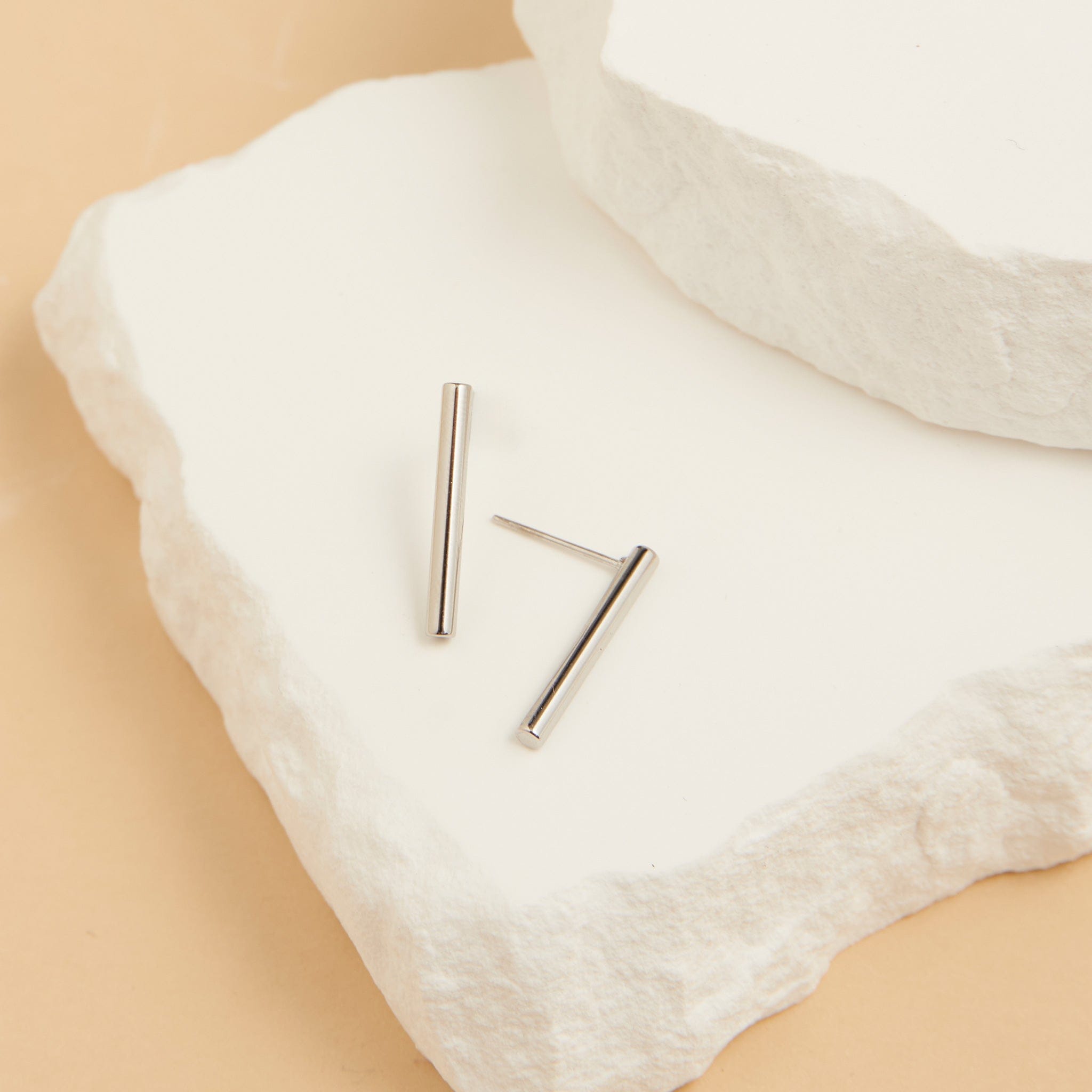 Narelle Waterproof Round Bar Stud Earrings Silver