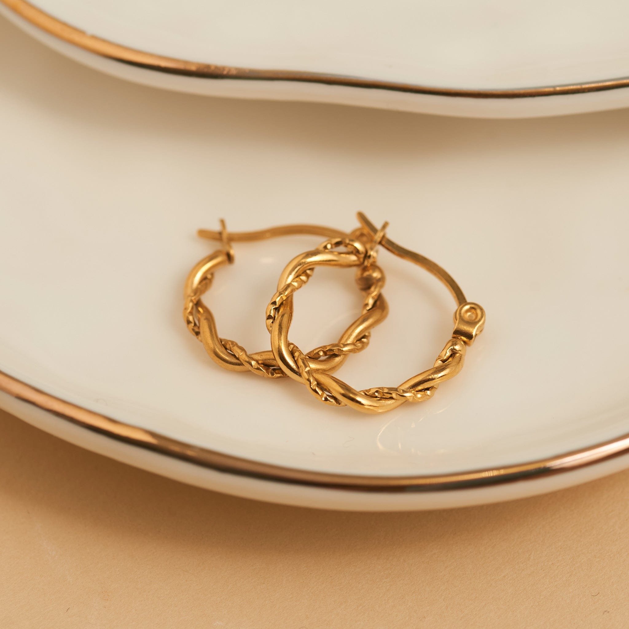 Narelle Waterproof Twisted Hoop Earrings Gold