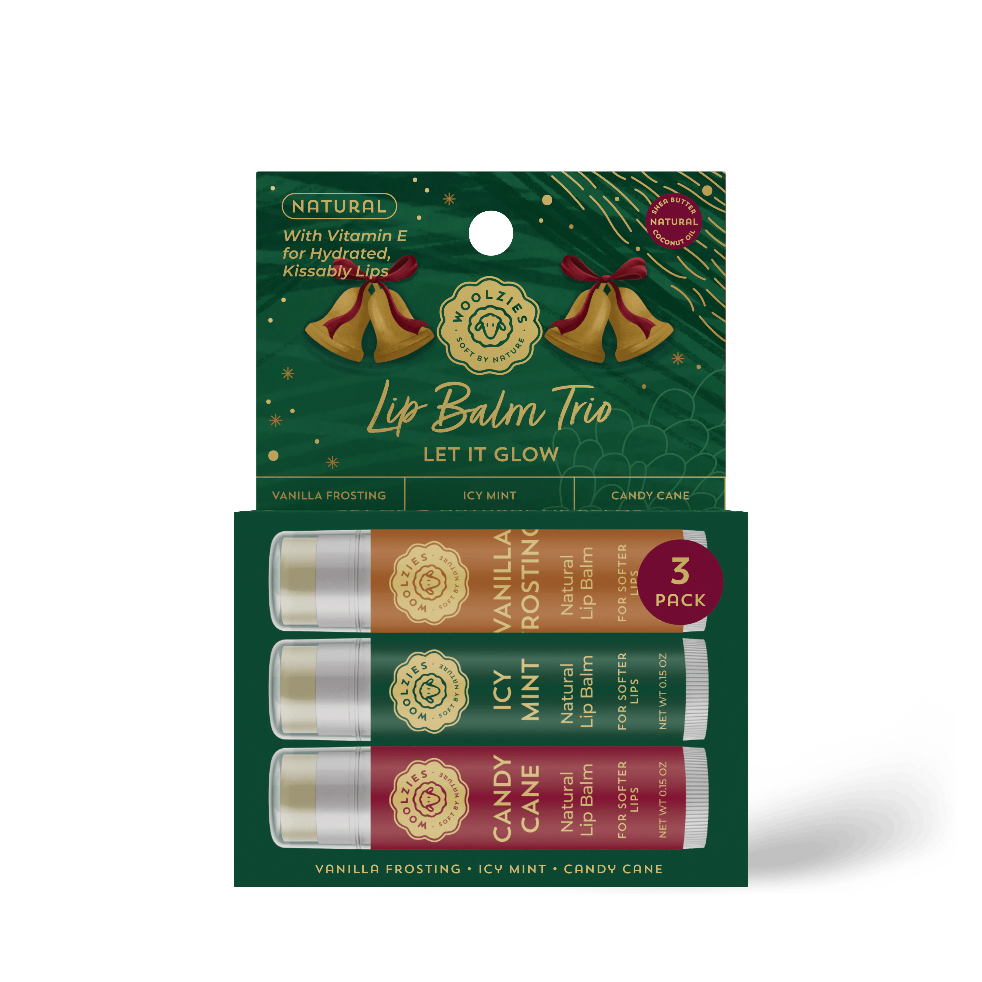 Woolzies Natural Shea Butter Holiday Lip Balm Trio – LET IT GLOW