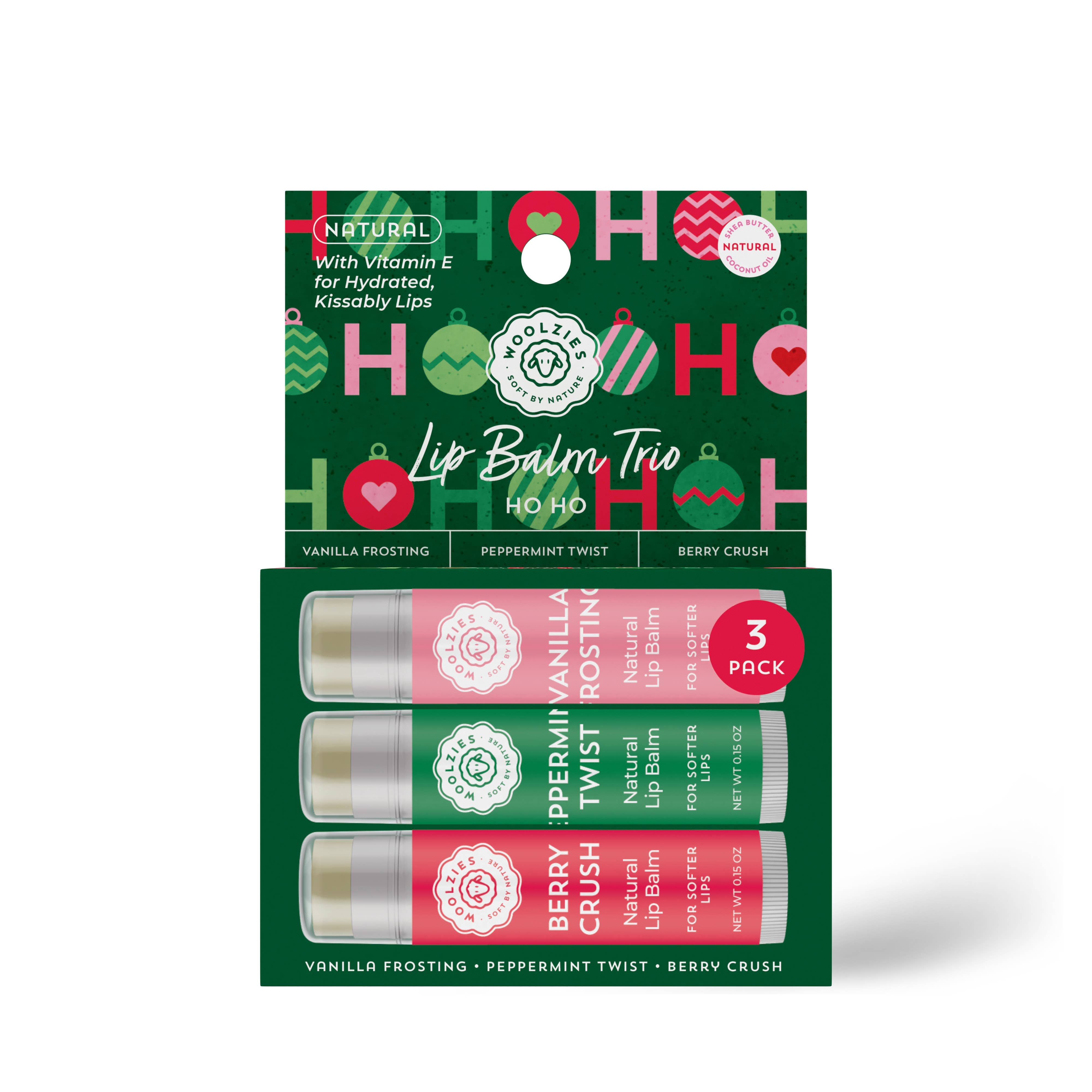 Woolzies Natural Shea Butter Lip Balm Trio – HO HO Holiday