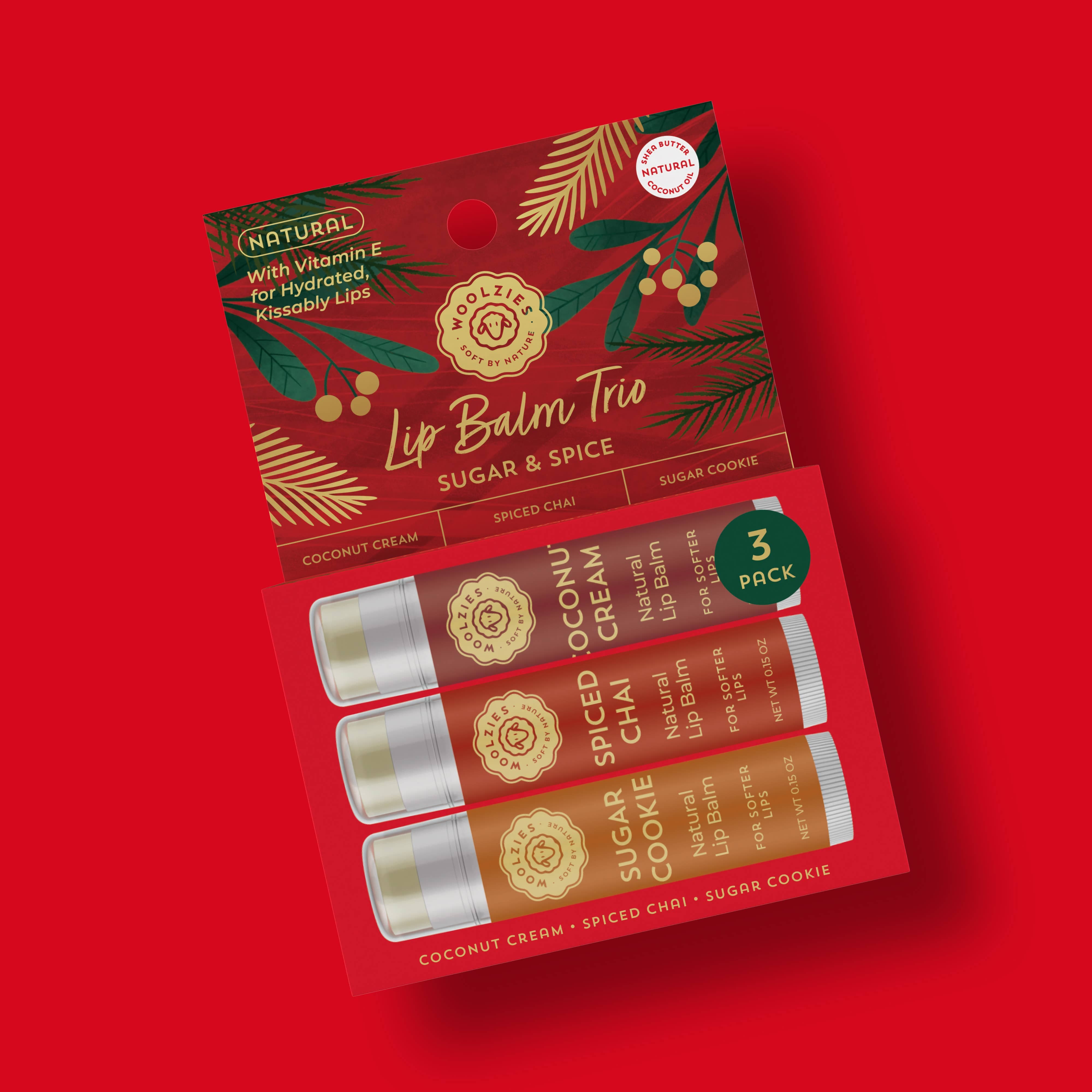 Natural Shea Butter Lip Balm Trio – Sugar & Spice