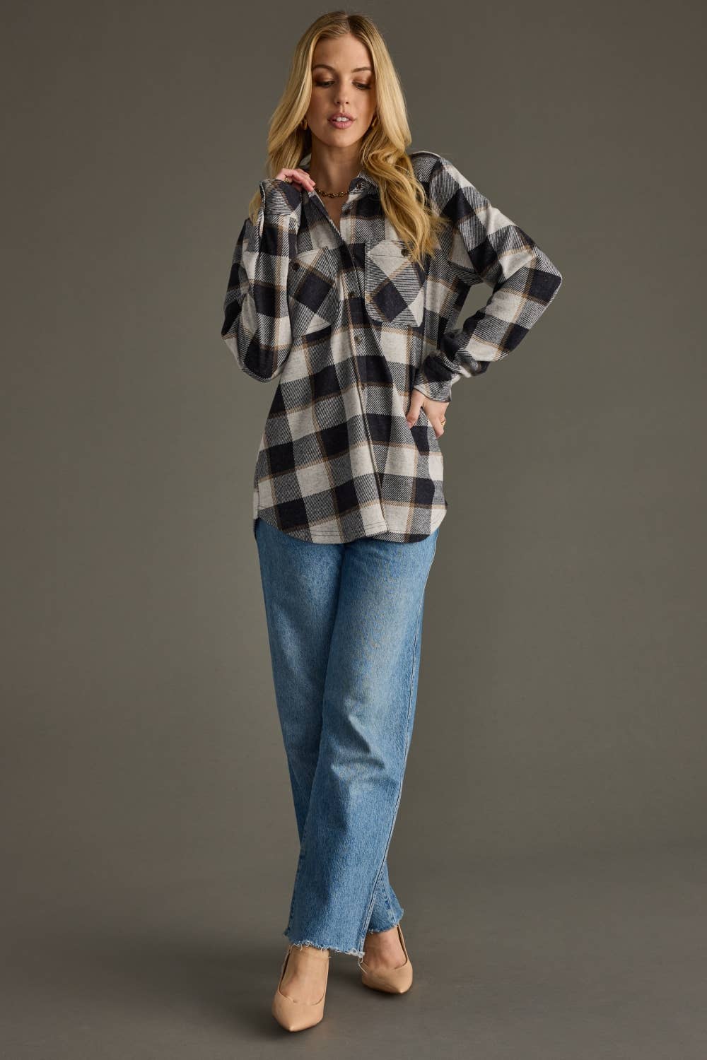 Navy, Brown & Cream Super Soft Flannel