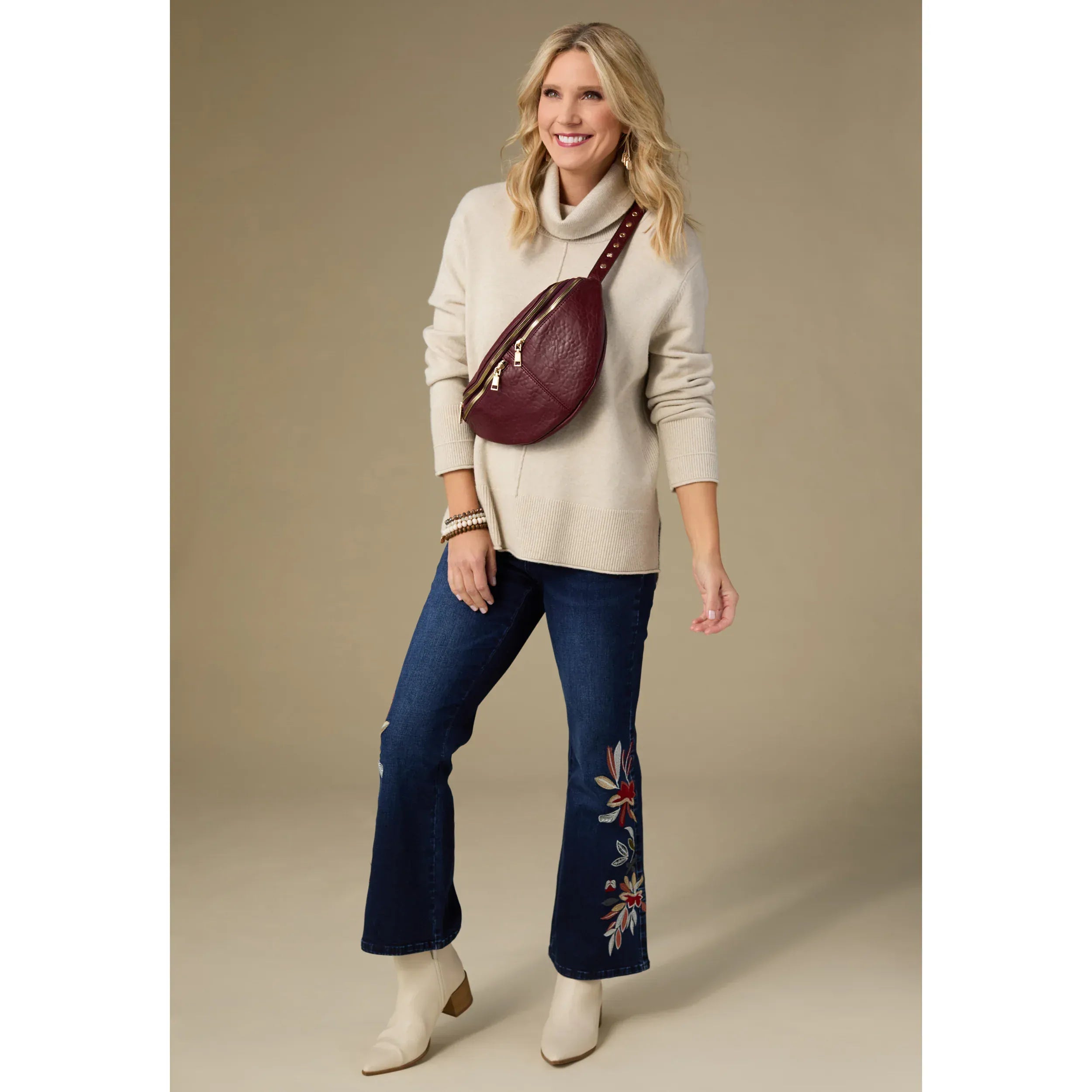 Oatmeal Heavenly-Luxe Cowl Neck with Rib Detail