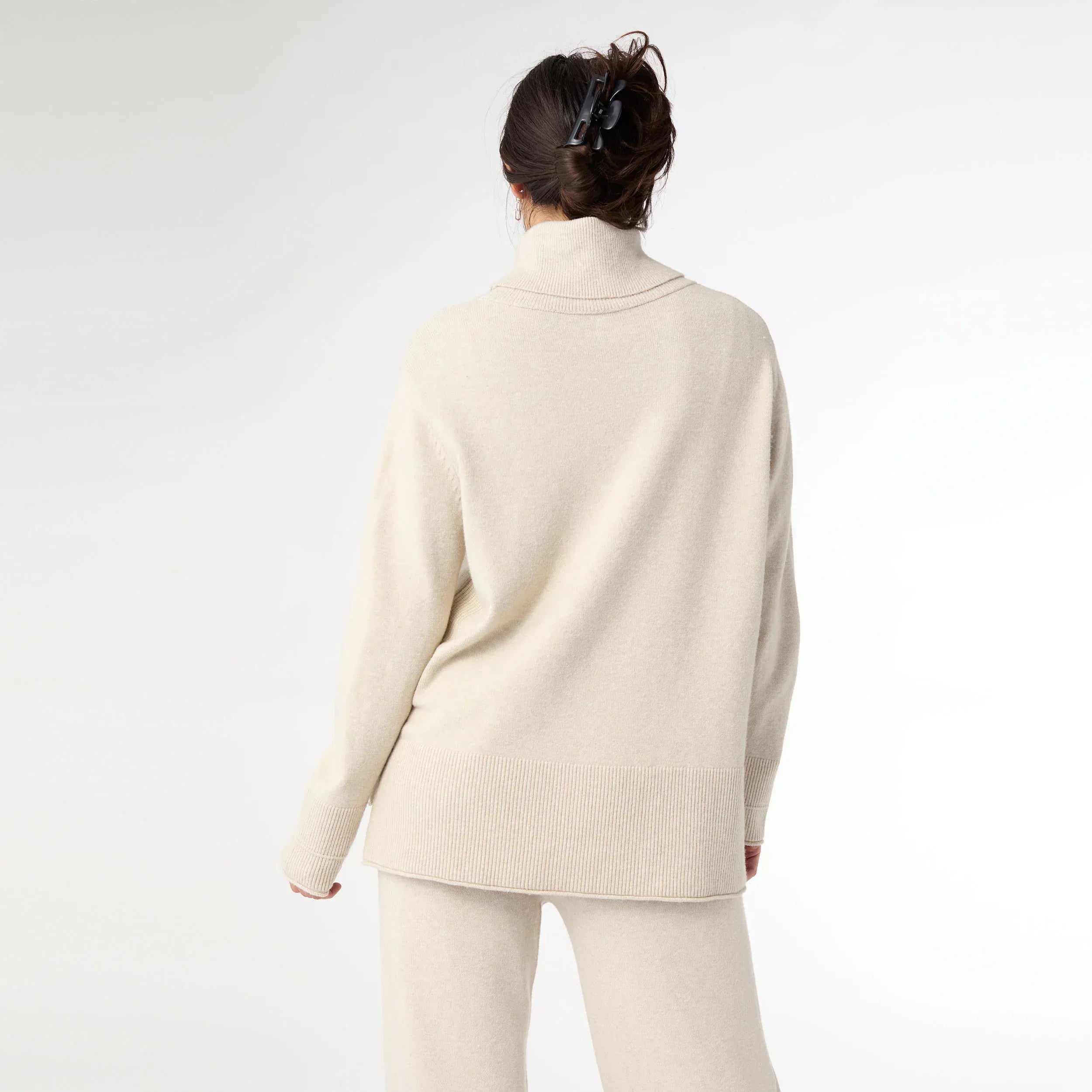 Oatmeal Heavenly-Luxe Cowl Neck with Rib Detail