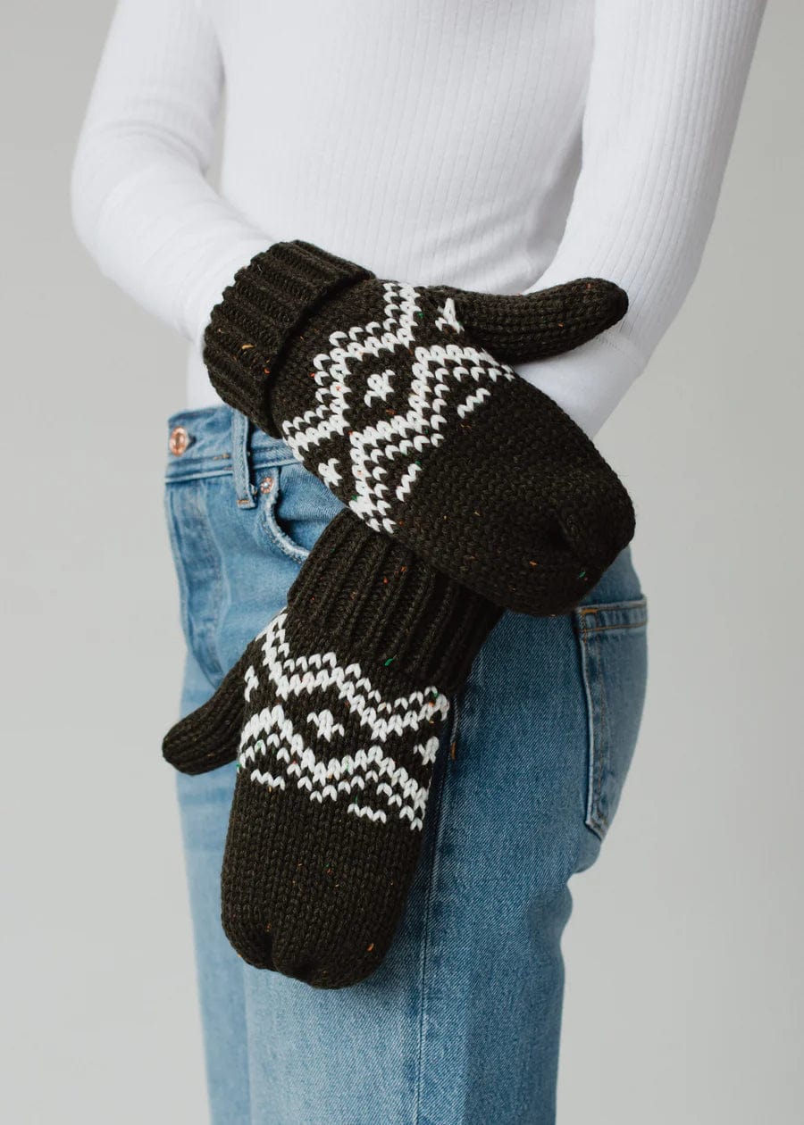 Olive Speckled Knit Mittens