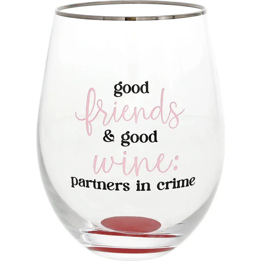 Partner In Crime Gift Boxed 18 oz Stemless Wine Glass