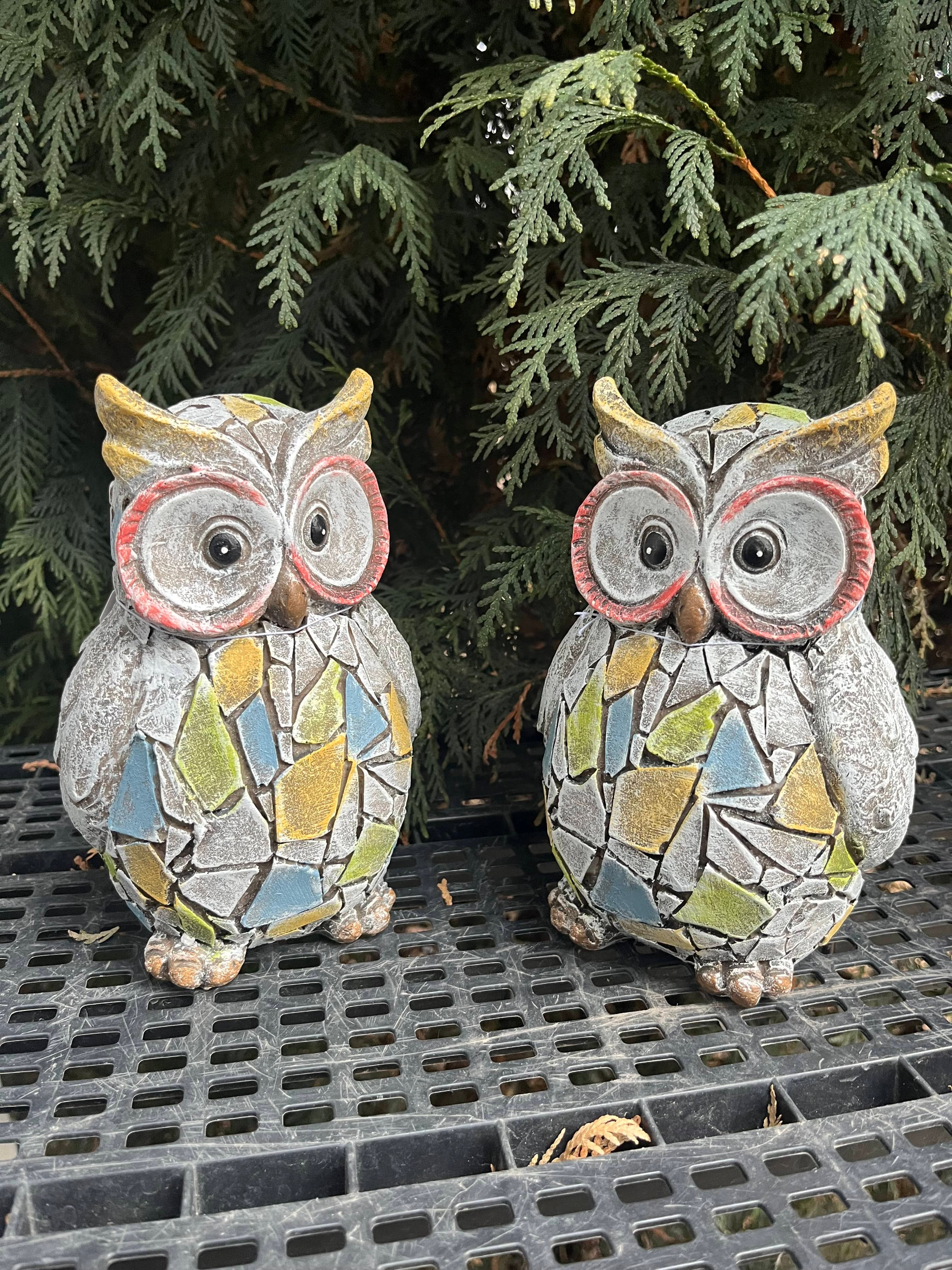 Patchwork Stoneware Garden Owl