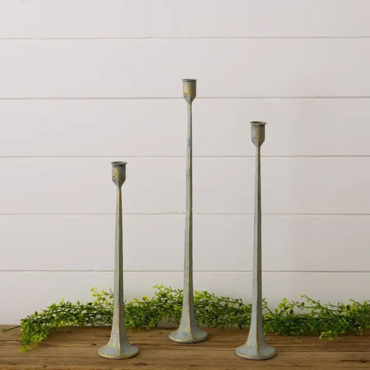 Patina Green Iron Candle Holders