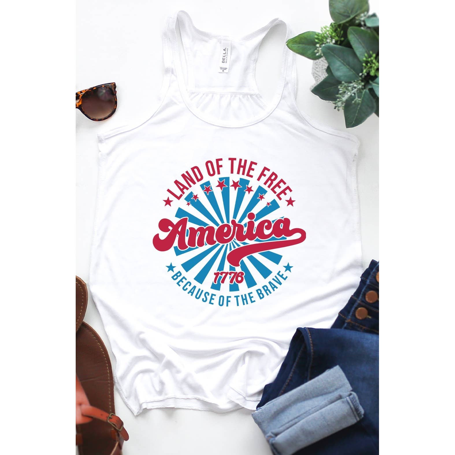 Patriotic America Land Of The Free Flowy Tank Top