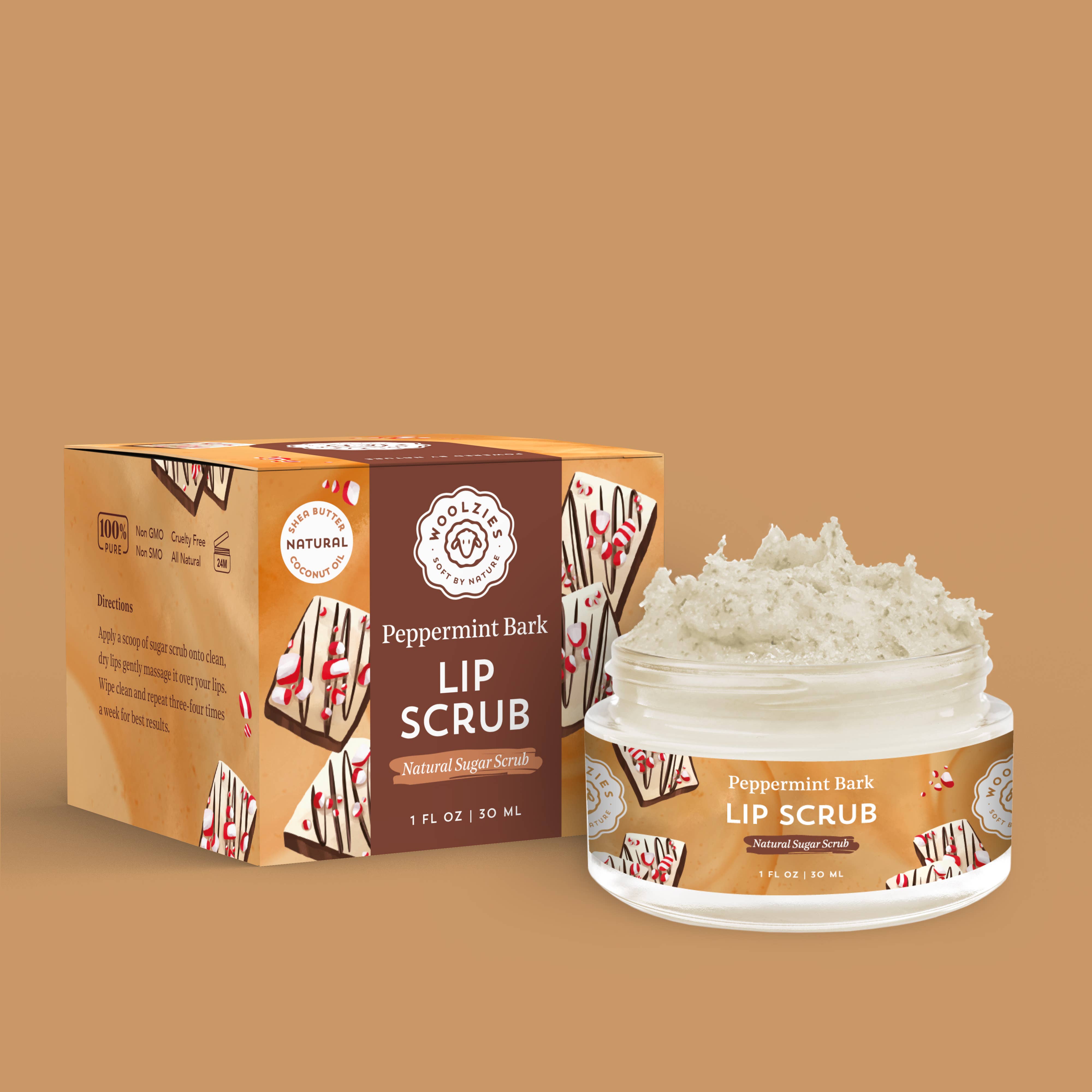 Woolzies Peppermint Bark Sugar Lip Scrub | Shea & Cocoa Butter