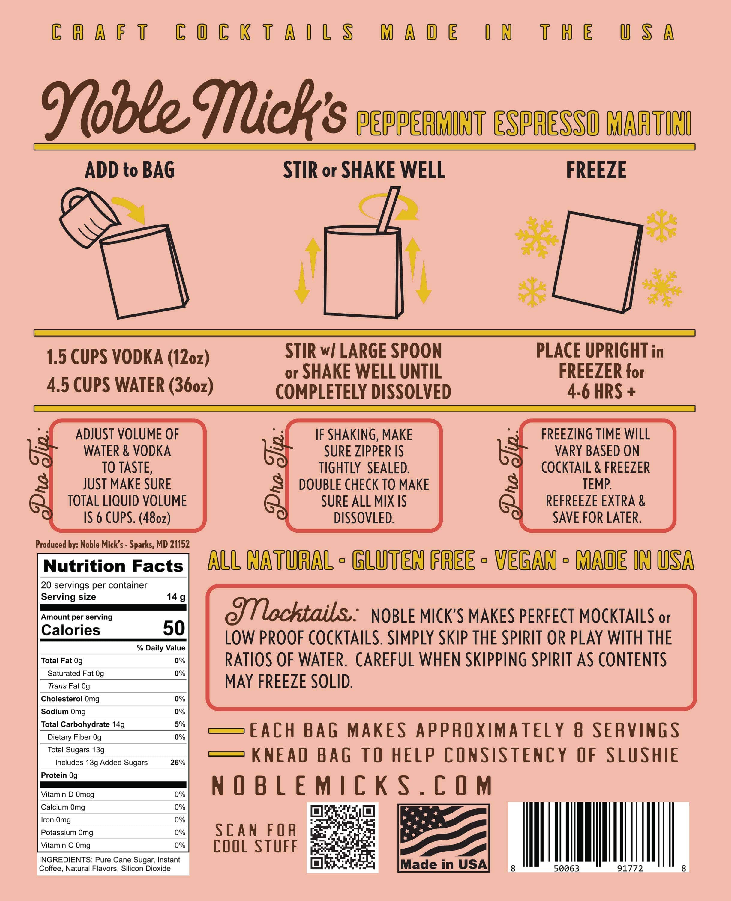 Noble Mick's - Craft Beverage Company Beverage Mix Peppermint Espresso Martini Frozen Cocktail