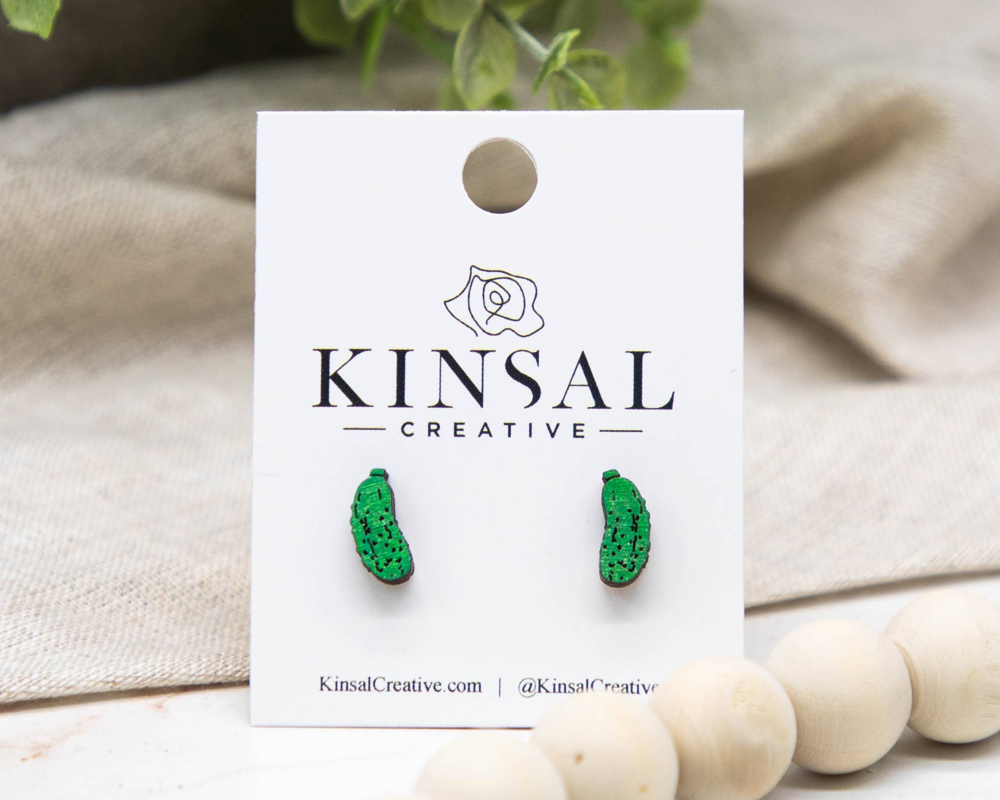 Kinsal Creative Earrings Pickle Wood Stud Earrings