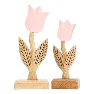 WT Collection Seasonal Decor Pink Enamel & Wood Tulips