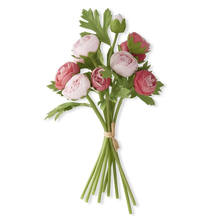 K&K Artificial Floral Pink Rose Real Touch Ranunculus Stem