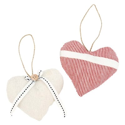 WT Collection Seasonal Decor Plush Heart Ornaments