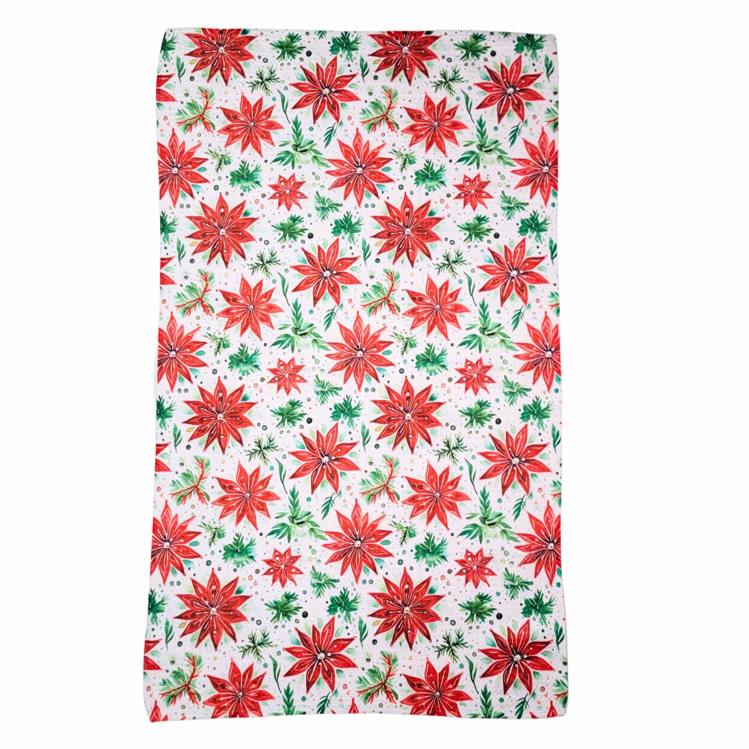 Poinsettia & Holiday Garland Waffle Towel