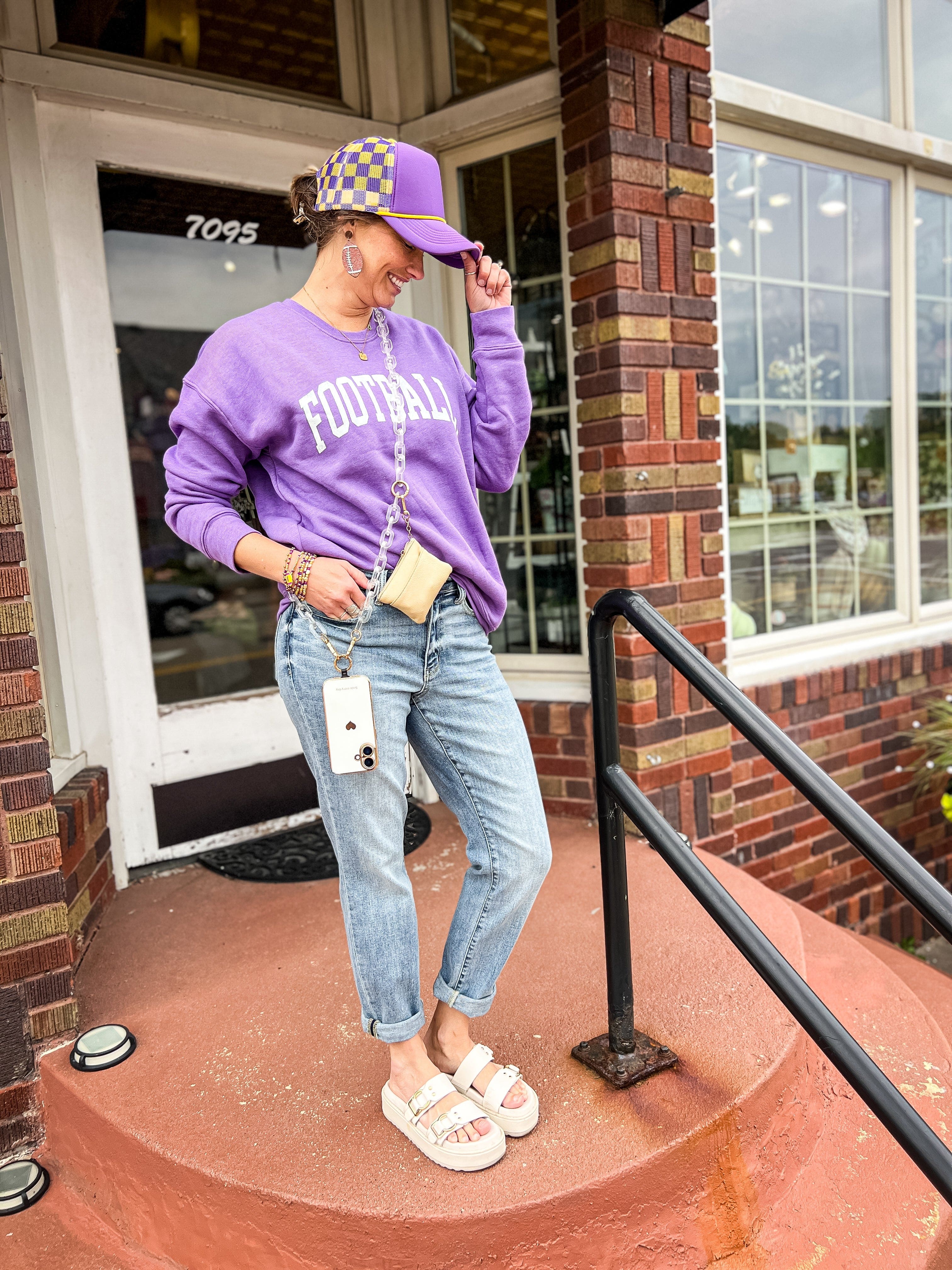 Purple Football Crewneck Sweatshirt
