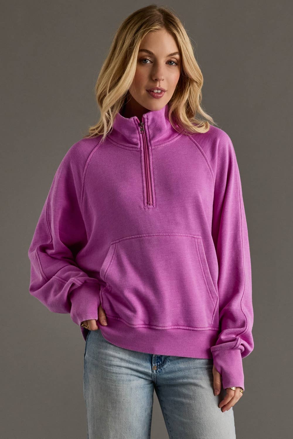 Purple Quarter Zip Sweatshirt