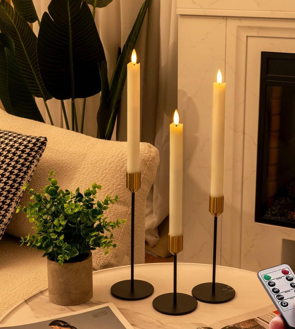 WT Collection candle Realistic White Taper LED Candle - Set of 3