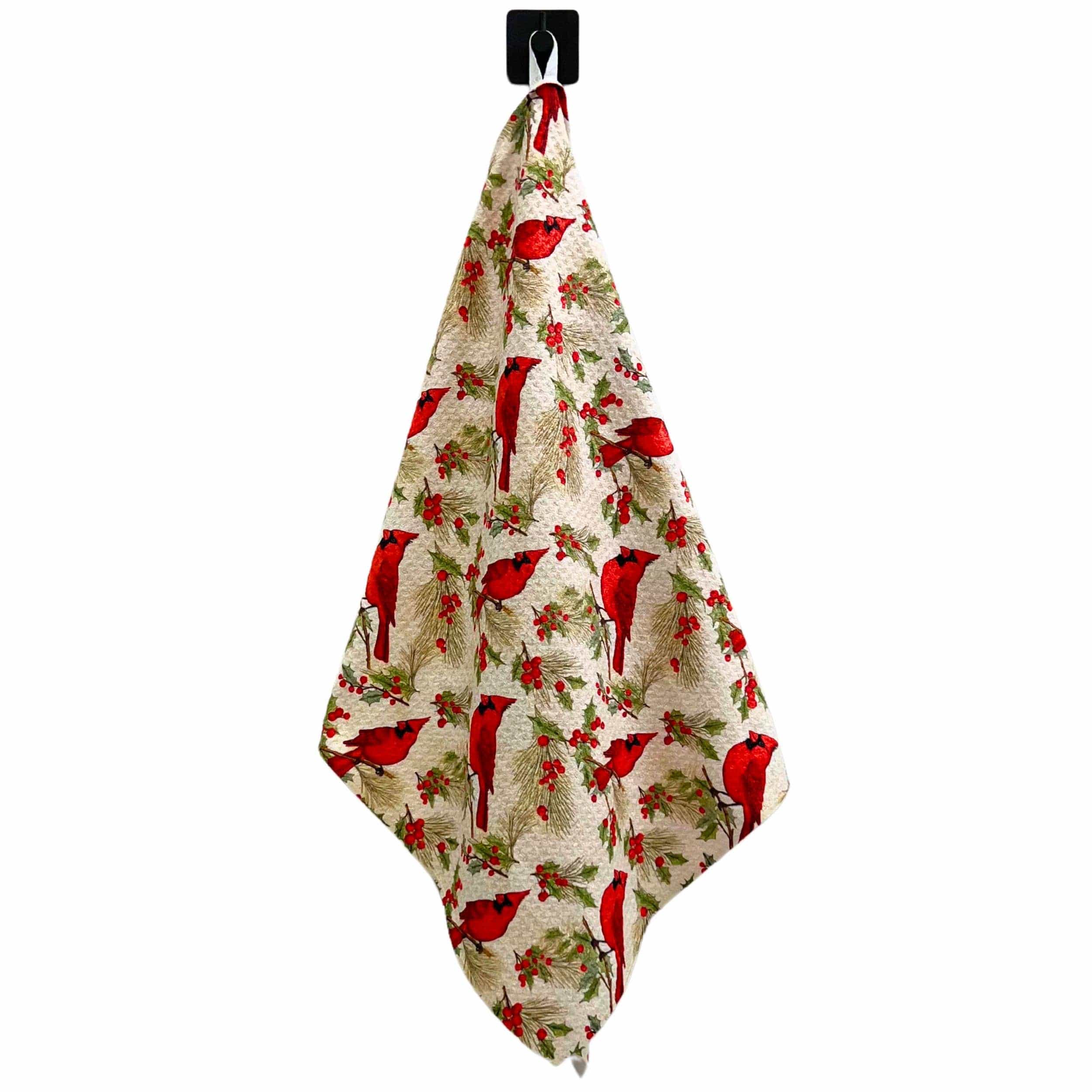 Driftless Studios Kitchen towel Red Cardinal Pattern Waffle Hand Towel
