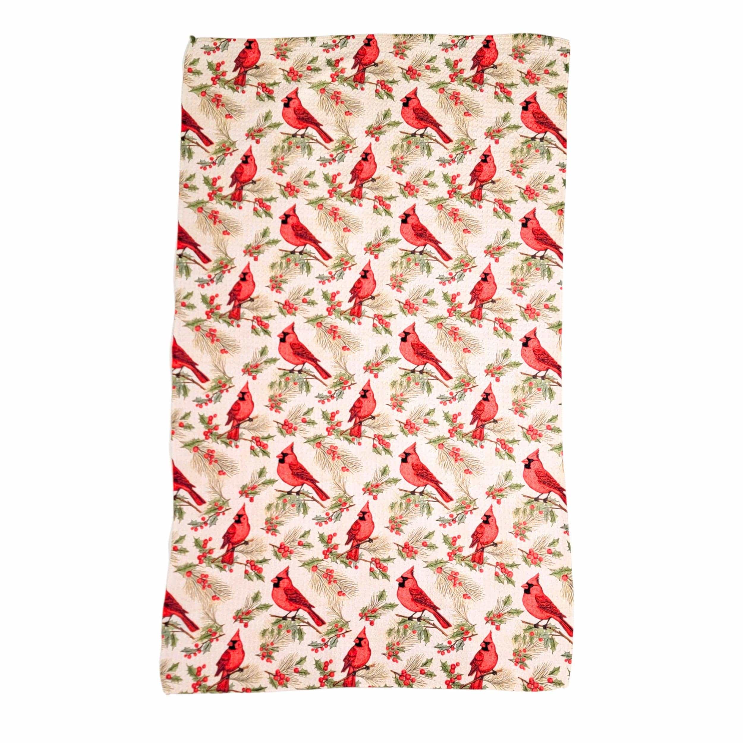 Red Cardinal Pattern Waffle Hand Towel