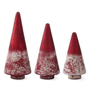MJJ #8 Seasonal Decor Red Cone Half White w/Speckles Glass Christmas
