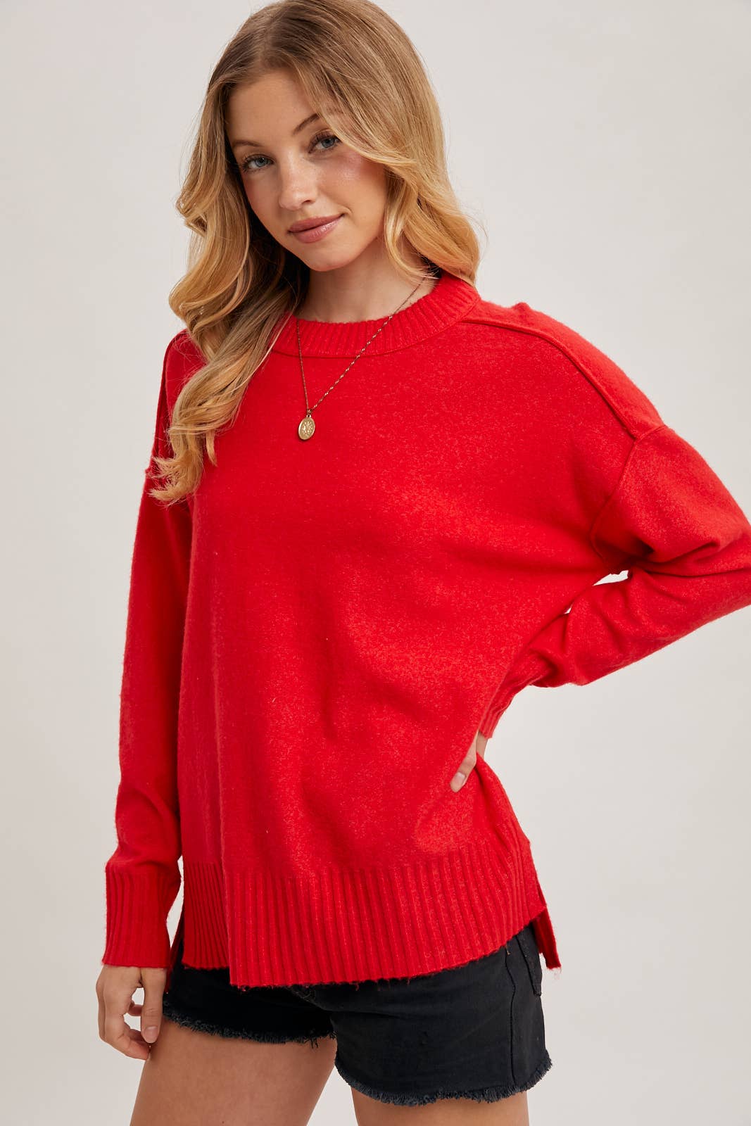 Red Crewneck Pullover Sweater