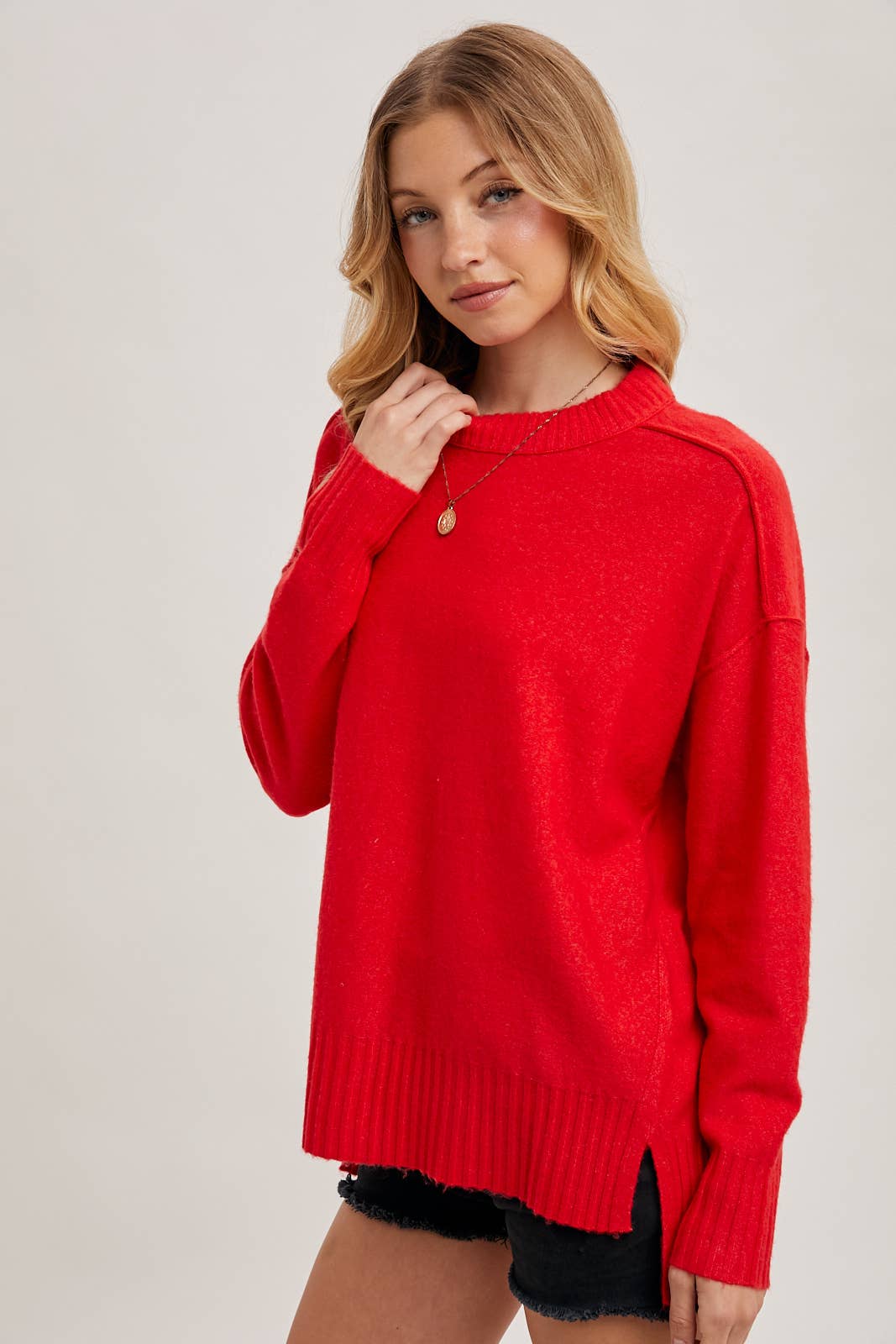 Red Crewneck Pullover Sweater