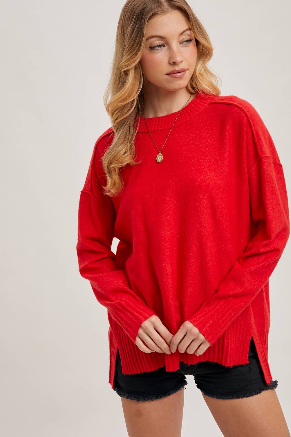 Red Crewneck Pullover Sweater
