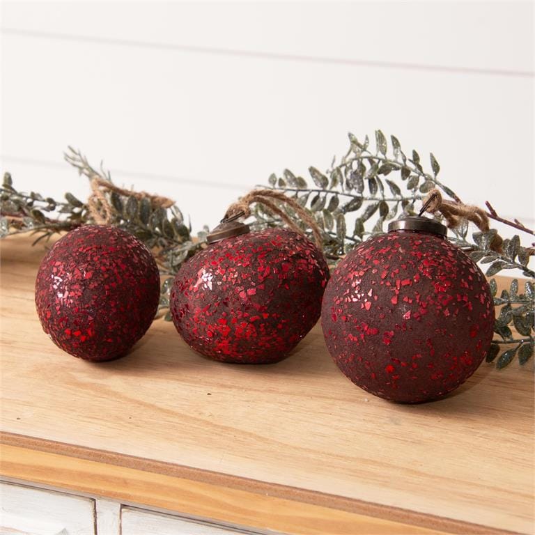 Audrey's Seasonal Decor Red Crushed Glass Mosaic Ornament