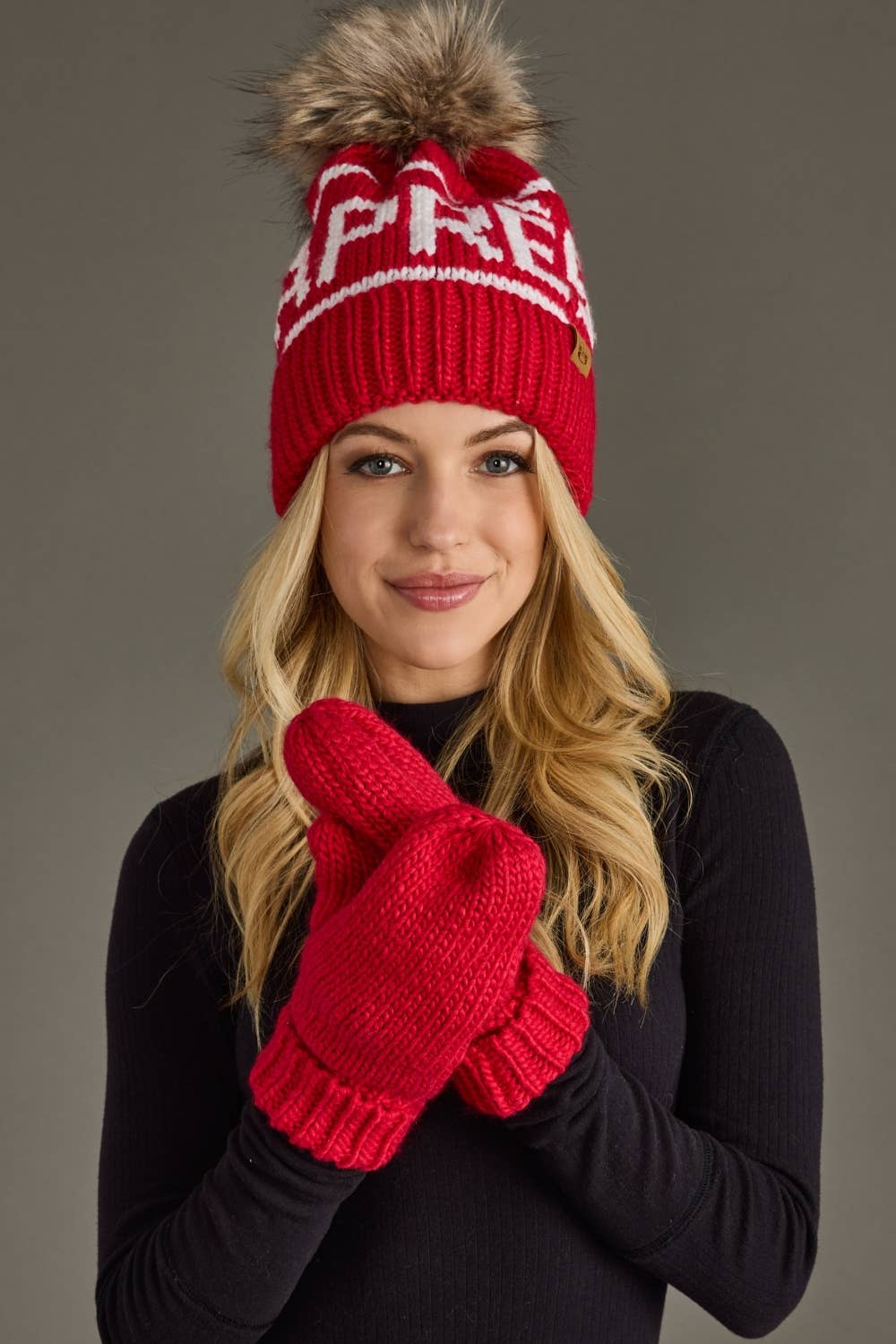 Panache Apparel Co. Mittens Red Cuffed Knit Mittens