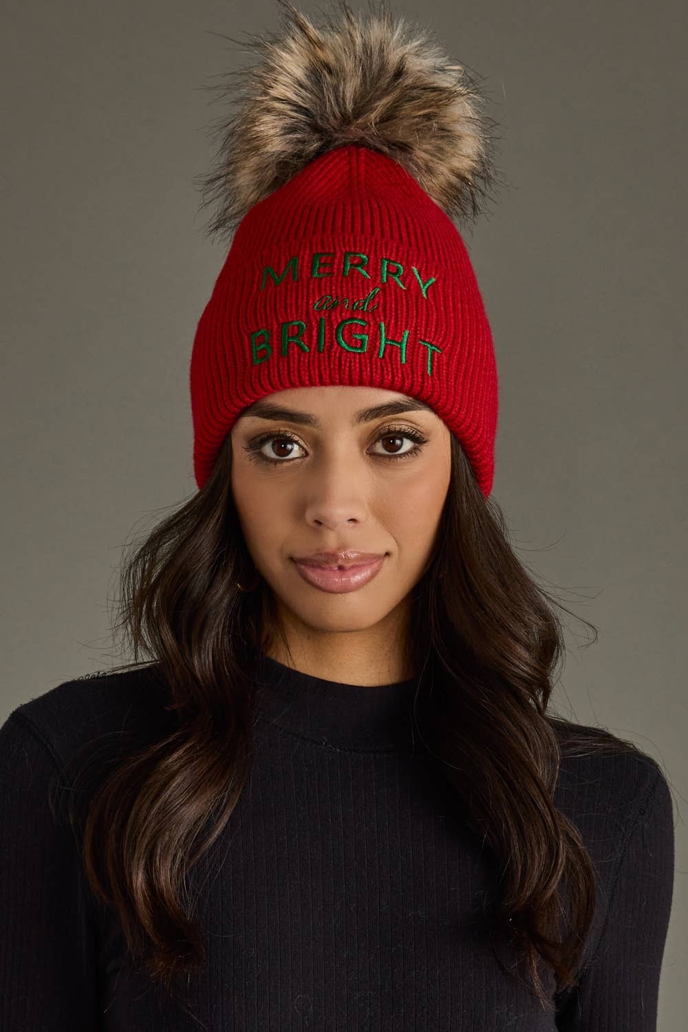 Panache Apparel Co. Red Merry & Bright Knit Pom Hat