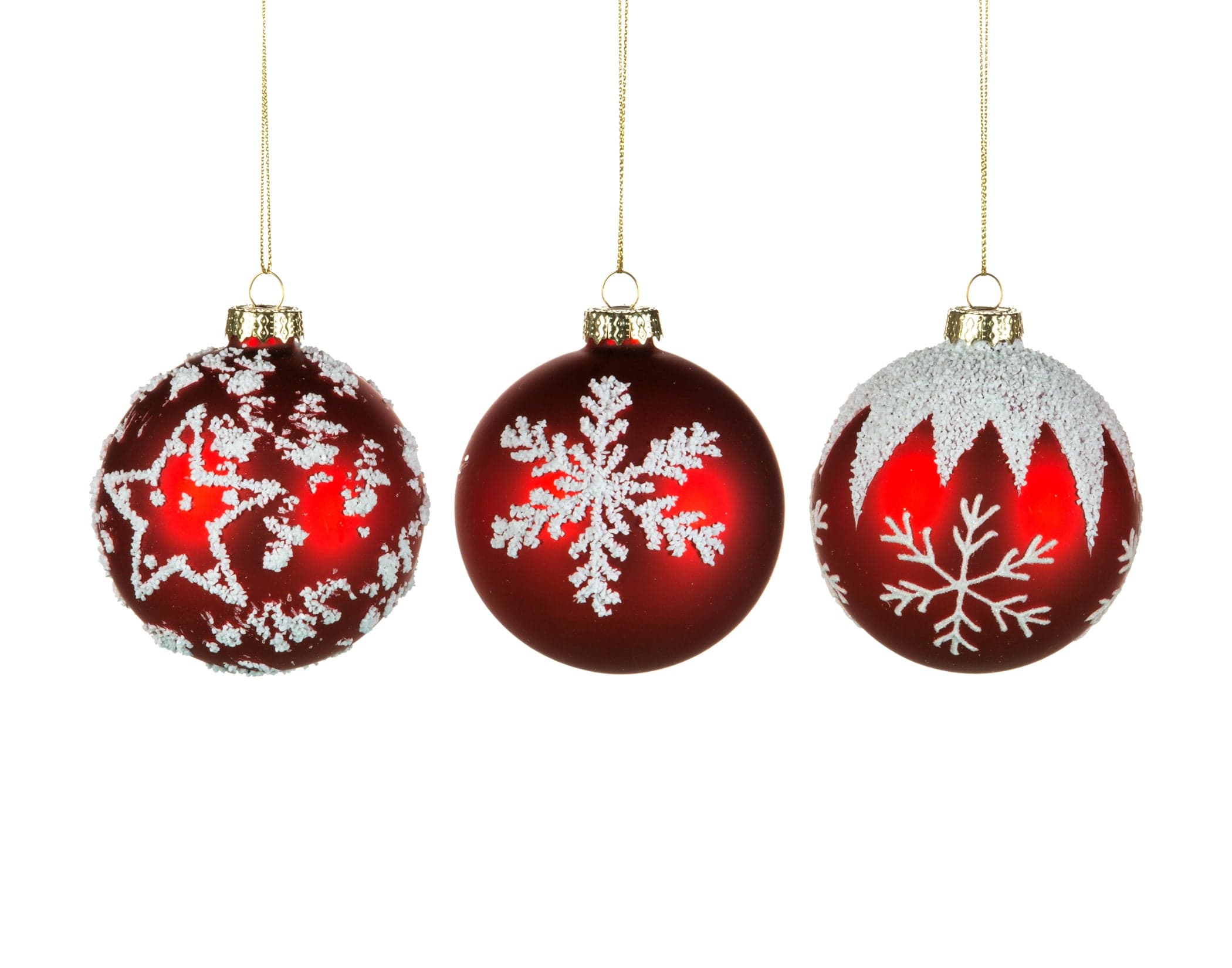Christmas Traditions Seasonal Decor Red Ornament Snow Glitter