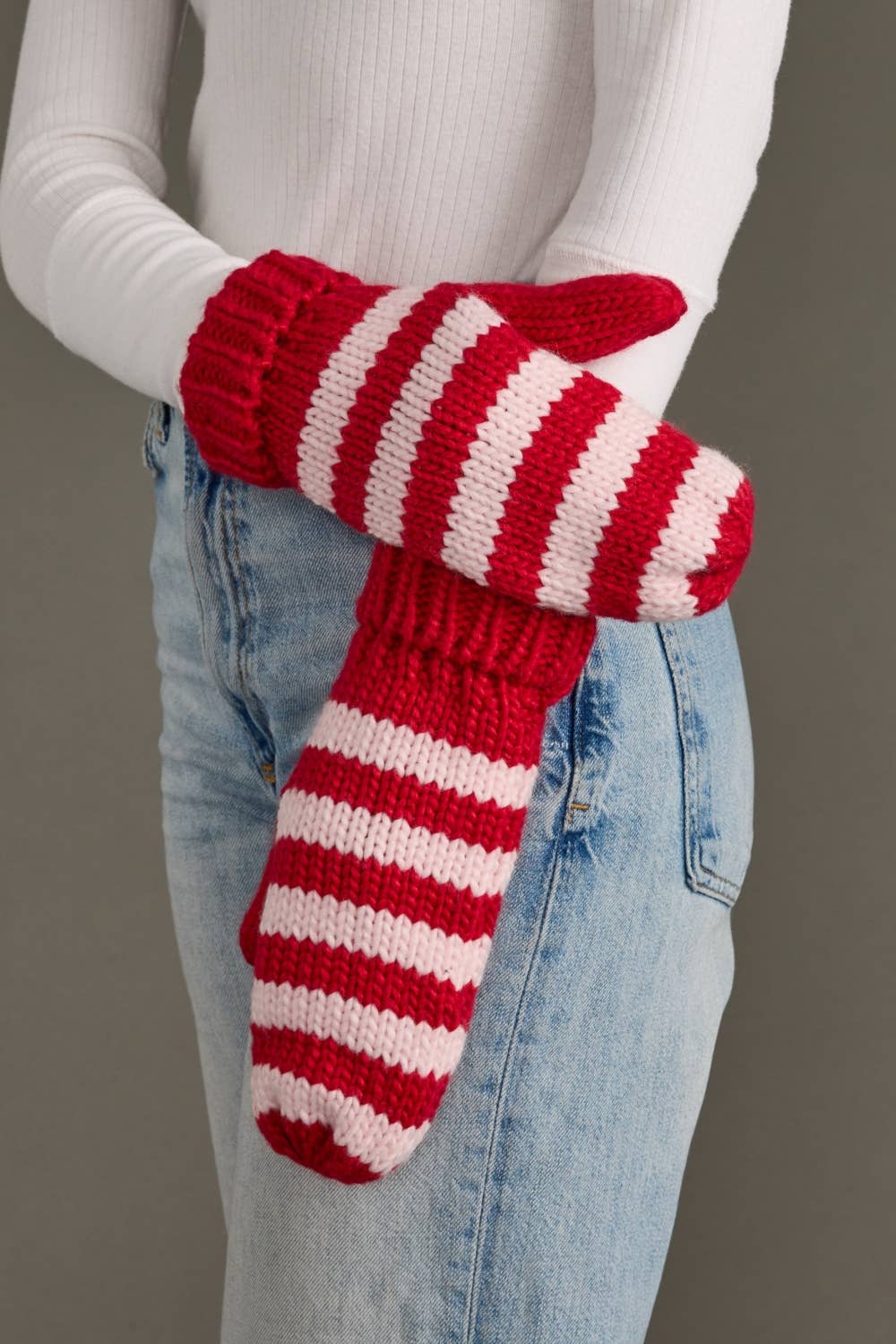 Panache Apparel Co. Mittens Red & Pink Striped Mittens