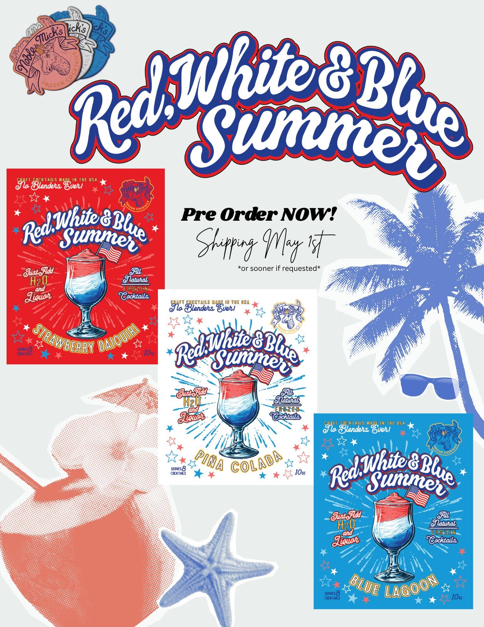 Red, White & Blue Summer Pina Colada Frozen Cocktail